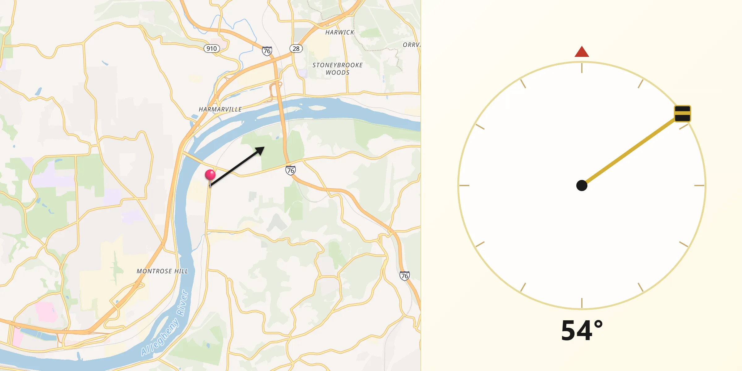 Qibla Direction from Oakmont