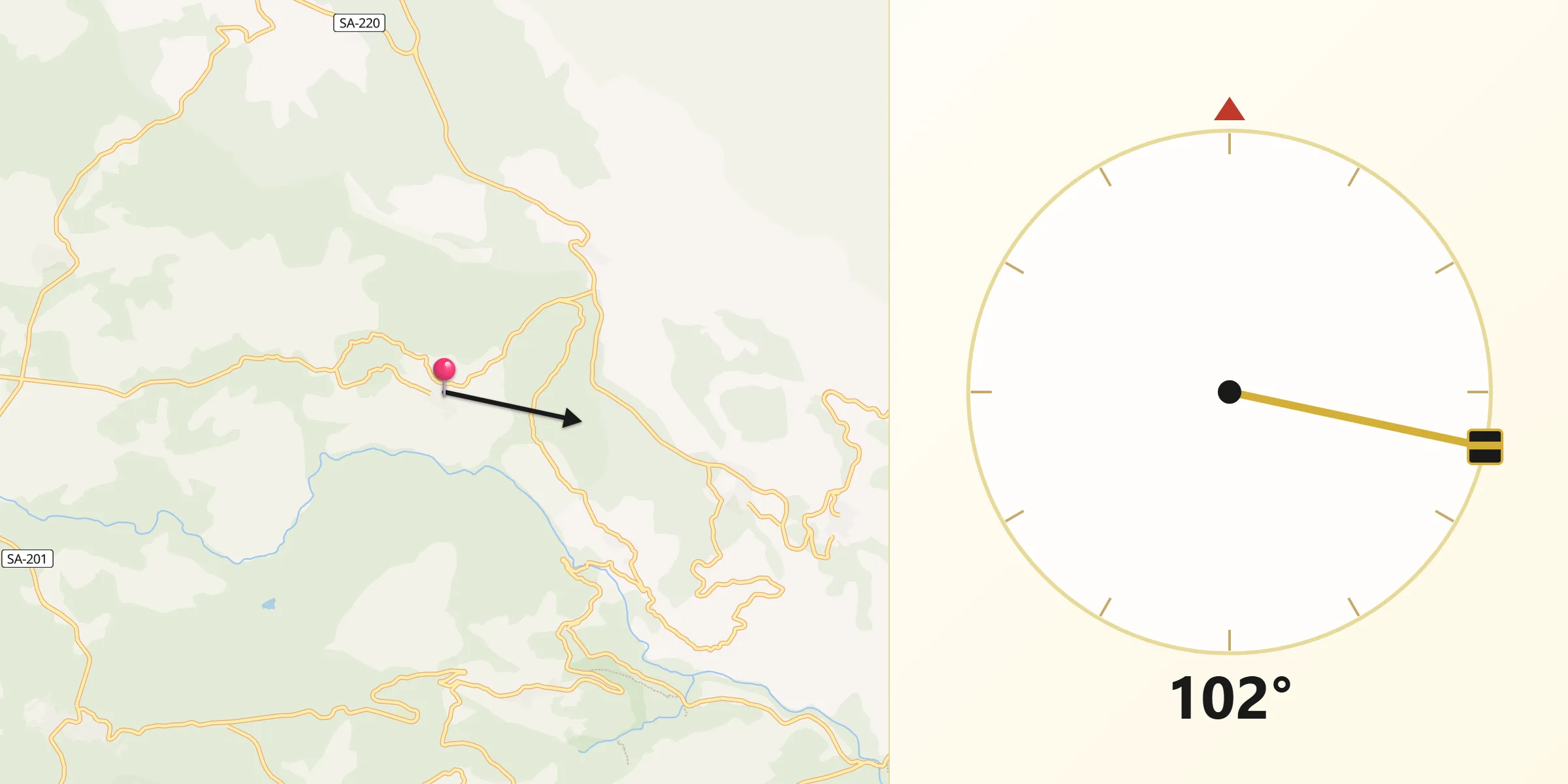Dirección de la Qibla desde San Martín del Castañar
