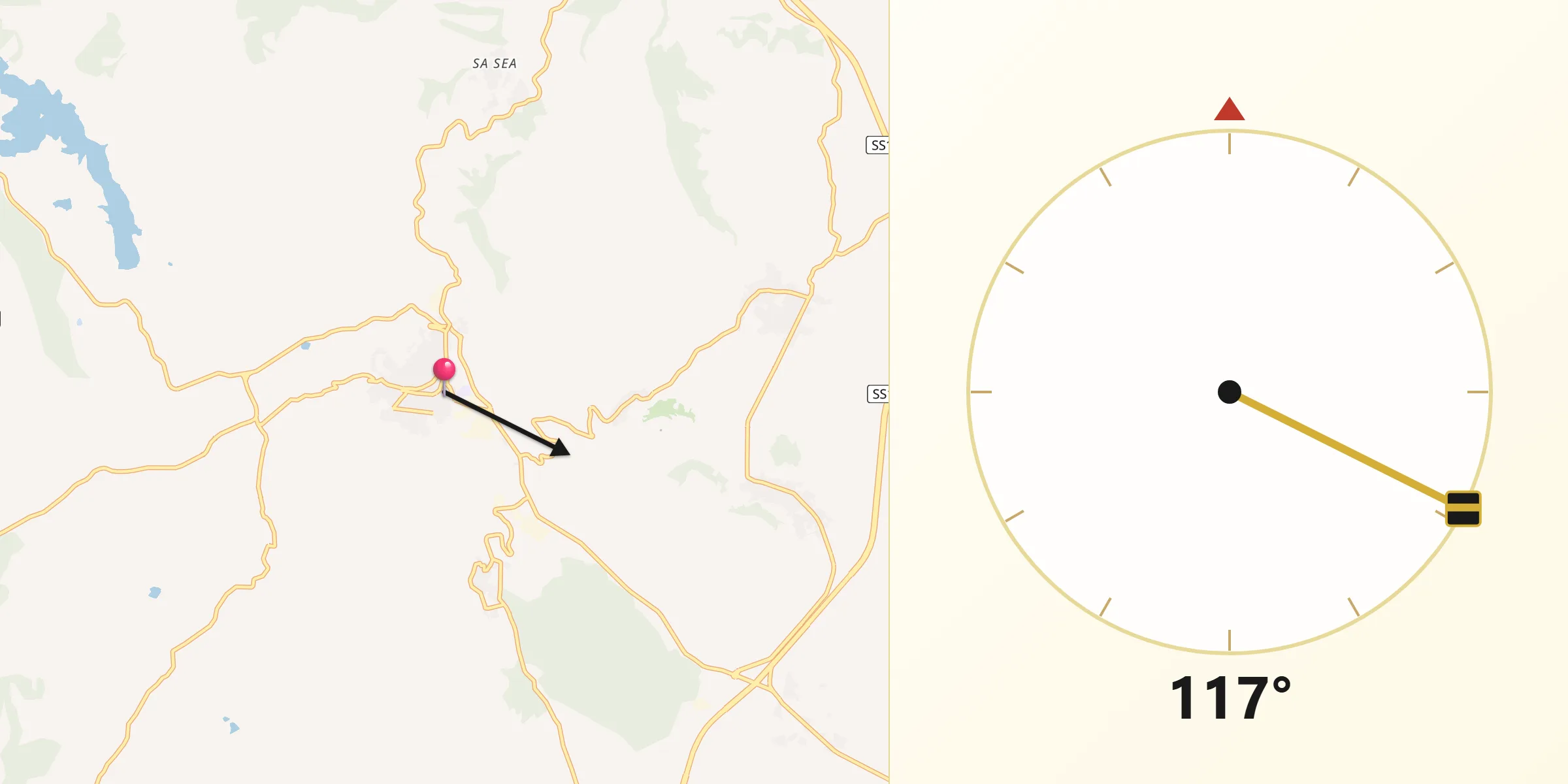 Direzione della Qibla da Thiesi