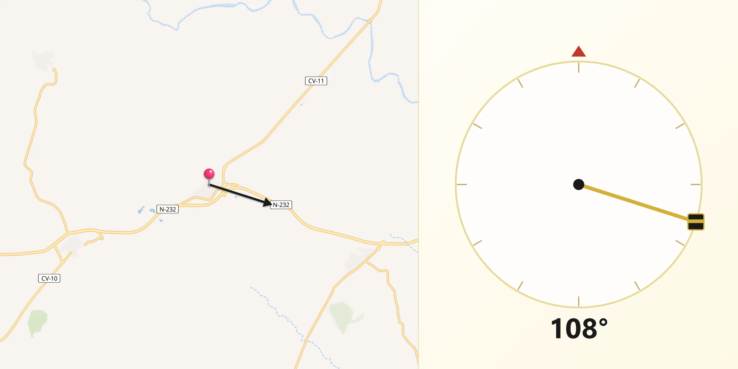 Dirección de la Qibla desde Traiguera