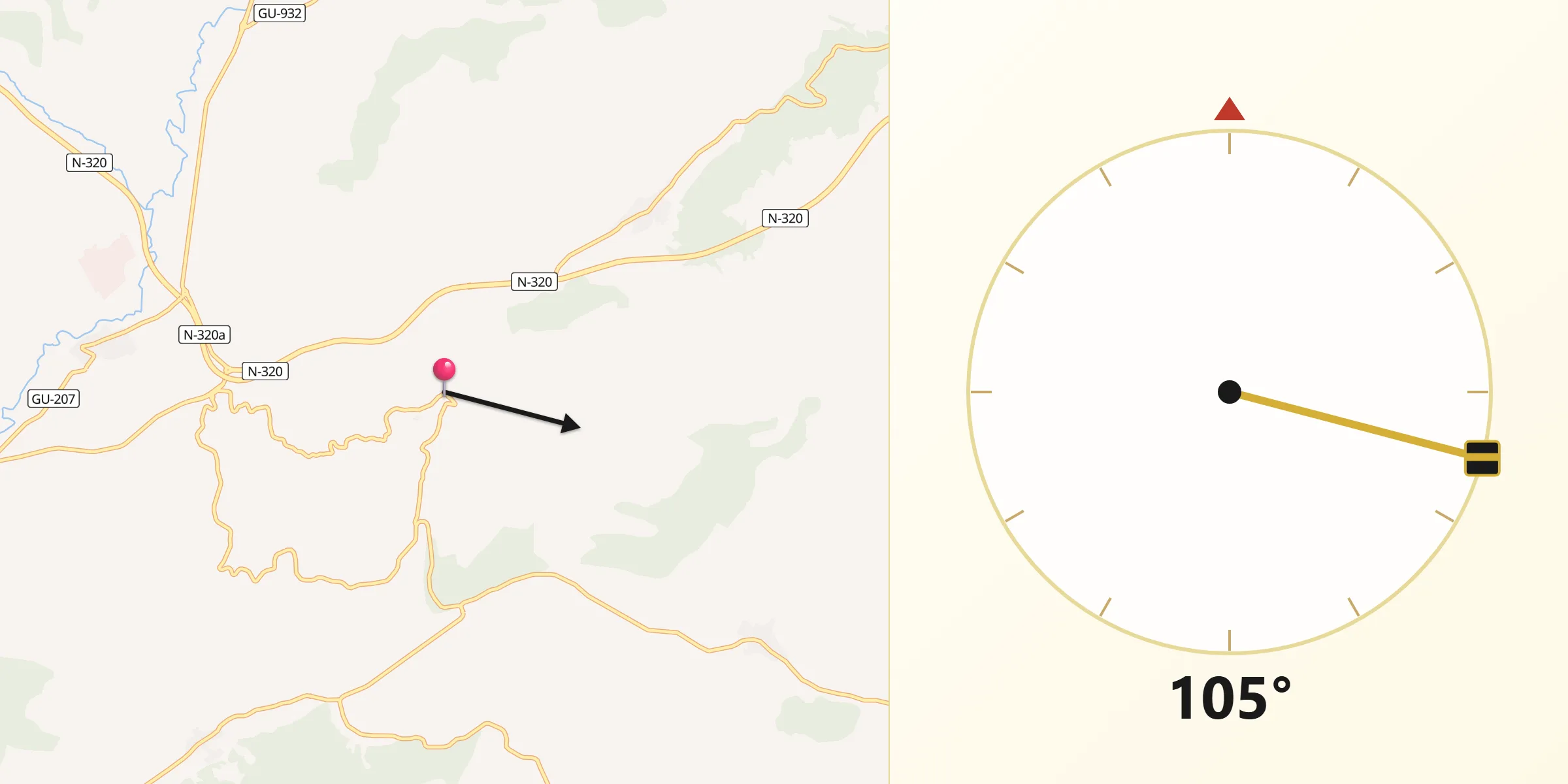Dirección de la Qibla desde Fuentelviejo