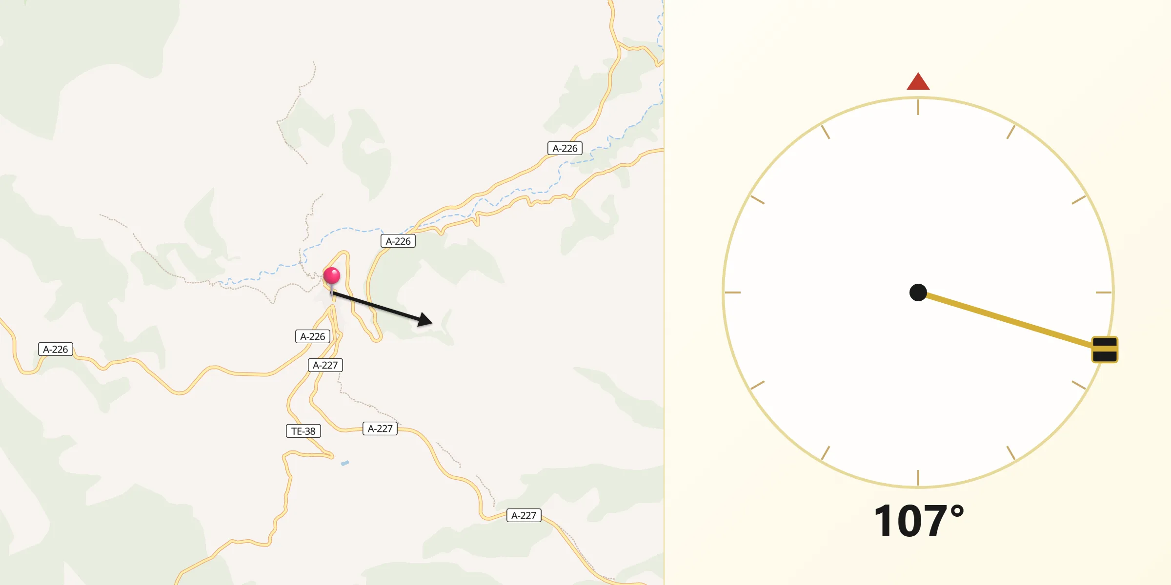 Dirección de la Qibla desde Cantavieja