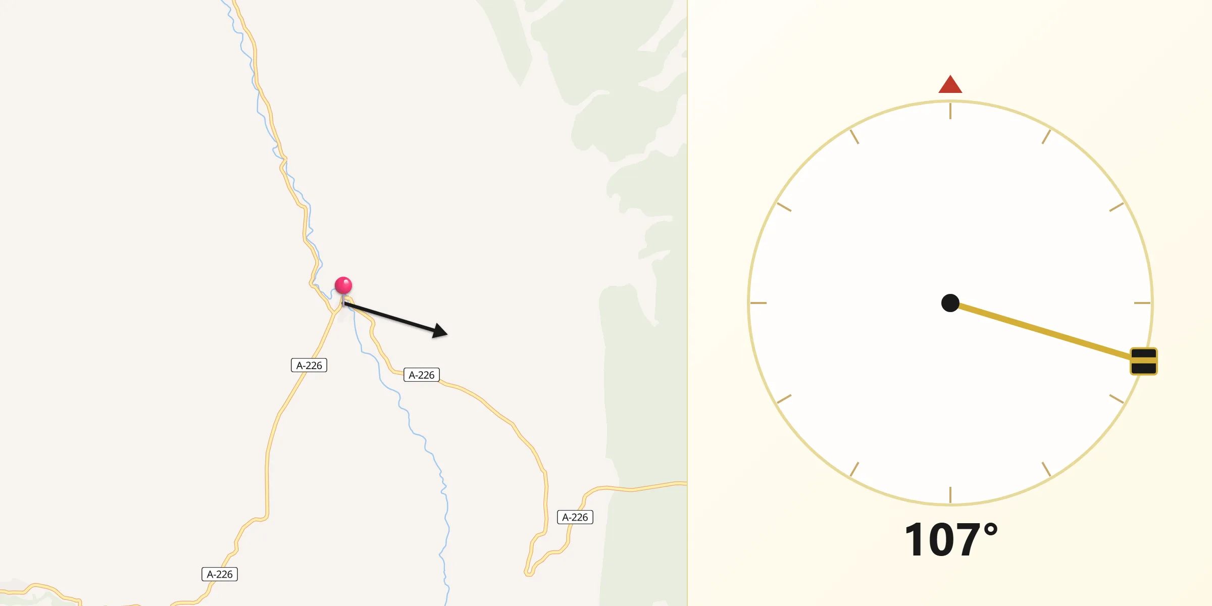 Dirección de la Qibla desde Villarroya de los Pinares