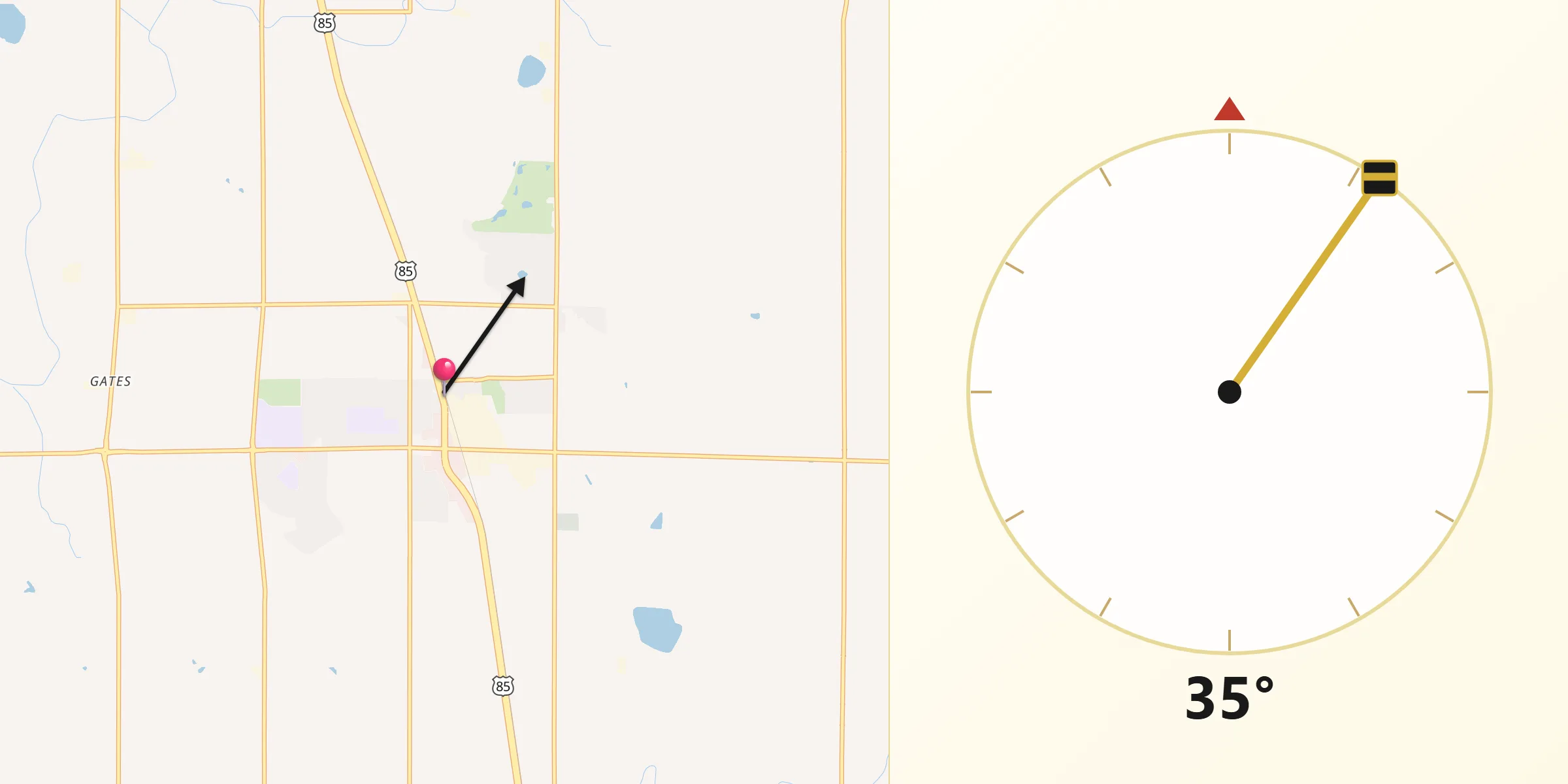 Qibla Direction from Eaton