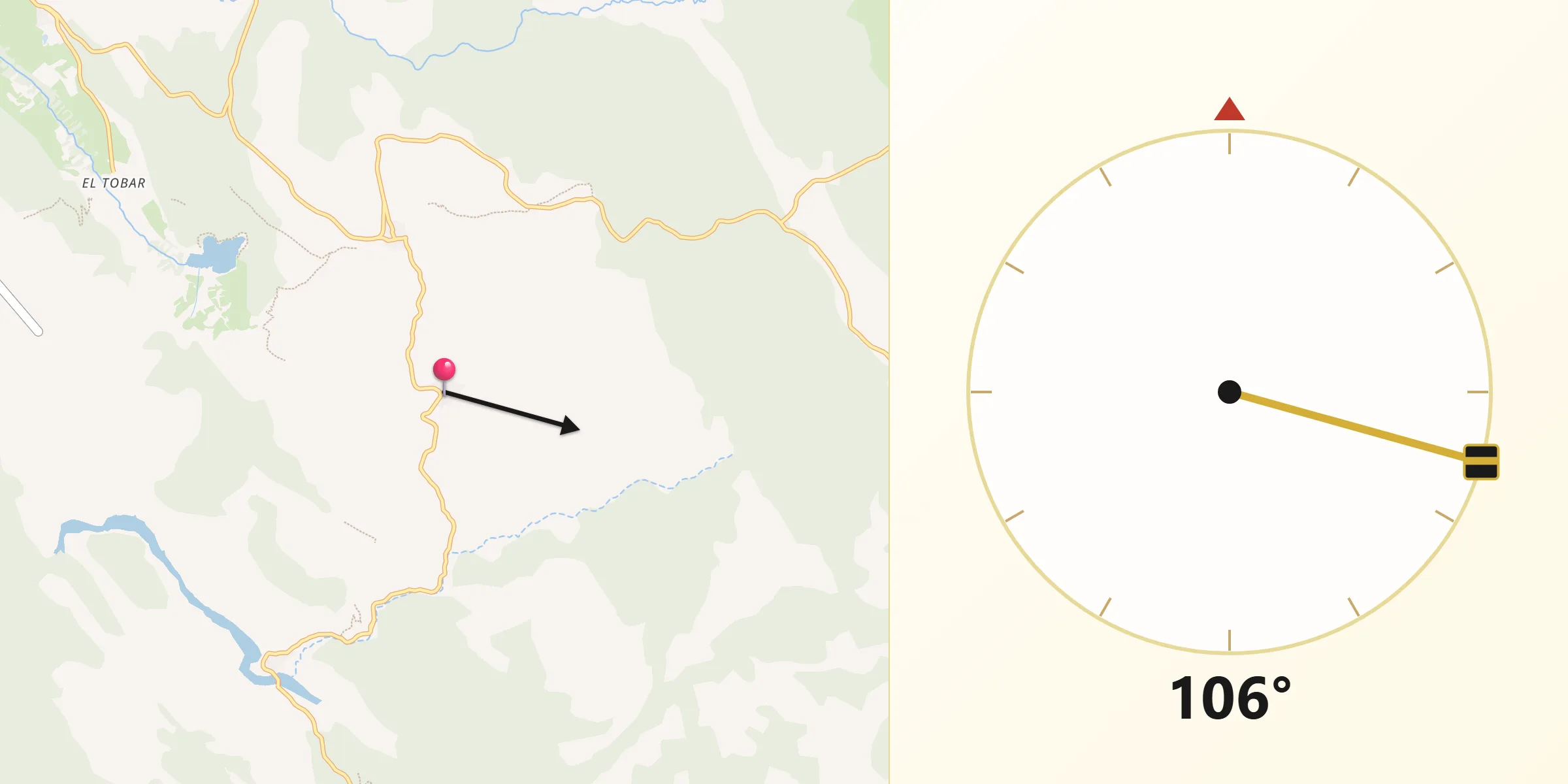 Dirección de la Qibla desde Lagunaseca