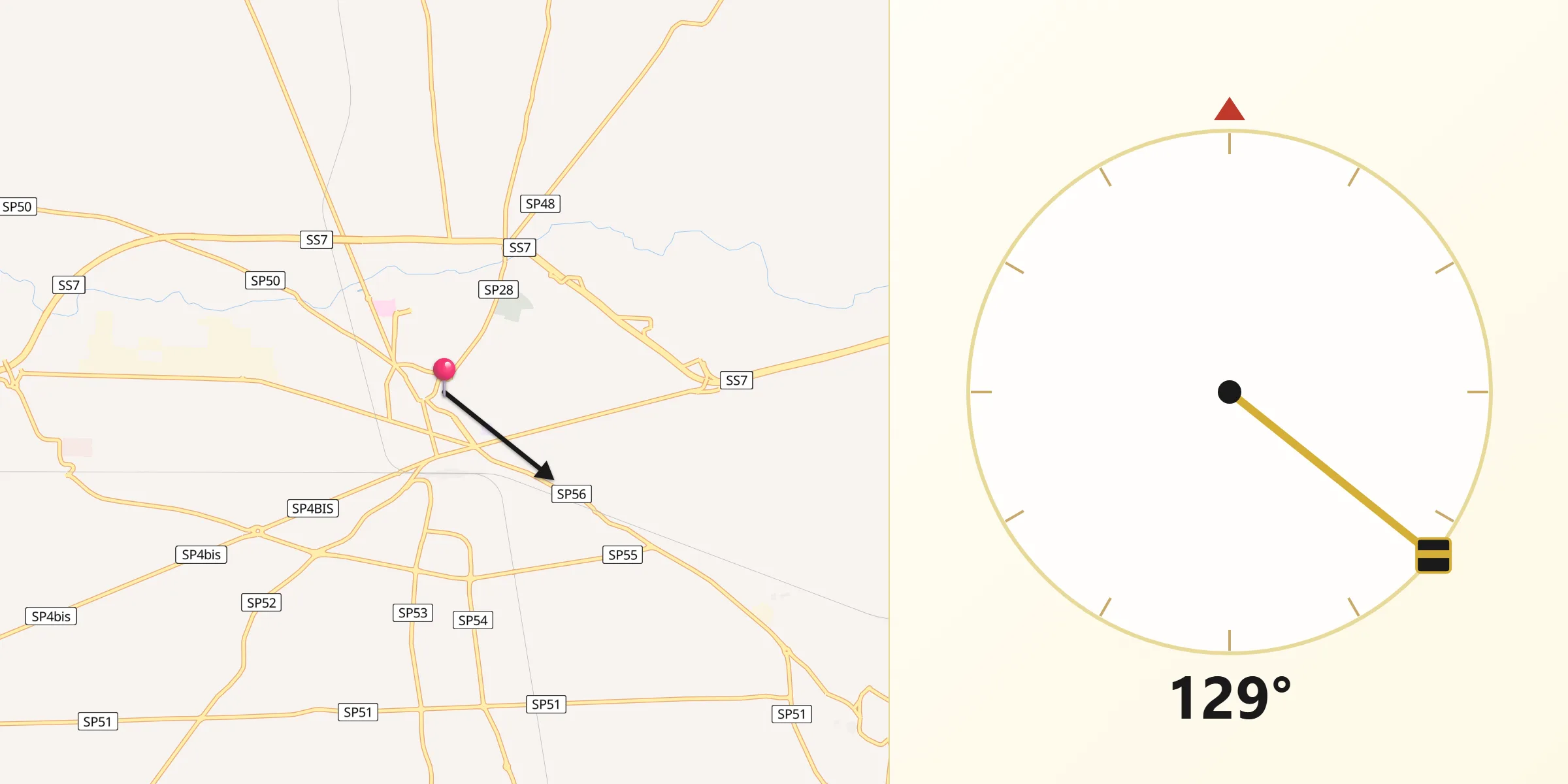 Direzione della Qibla da Francavilla Fontana