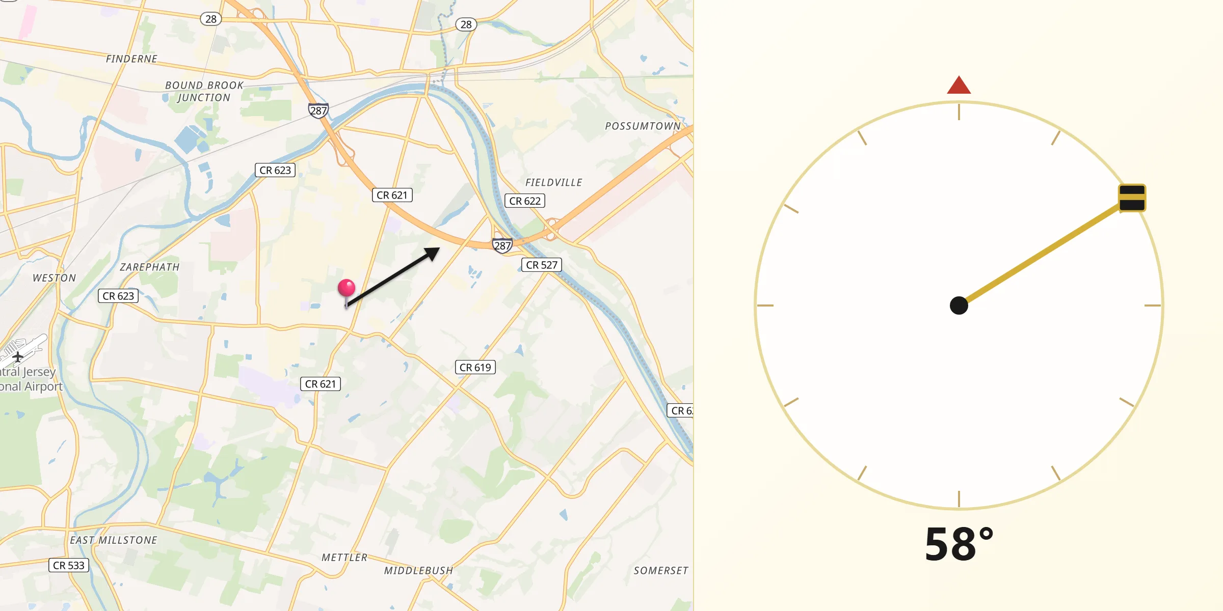 Qibla Direction from Franklin Center