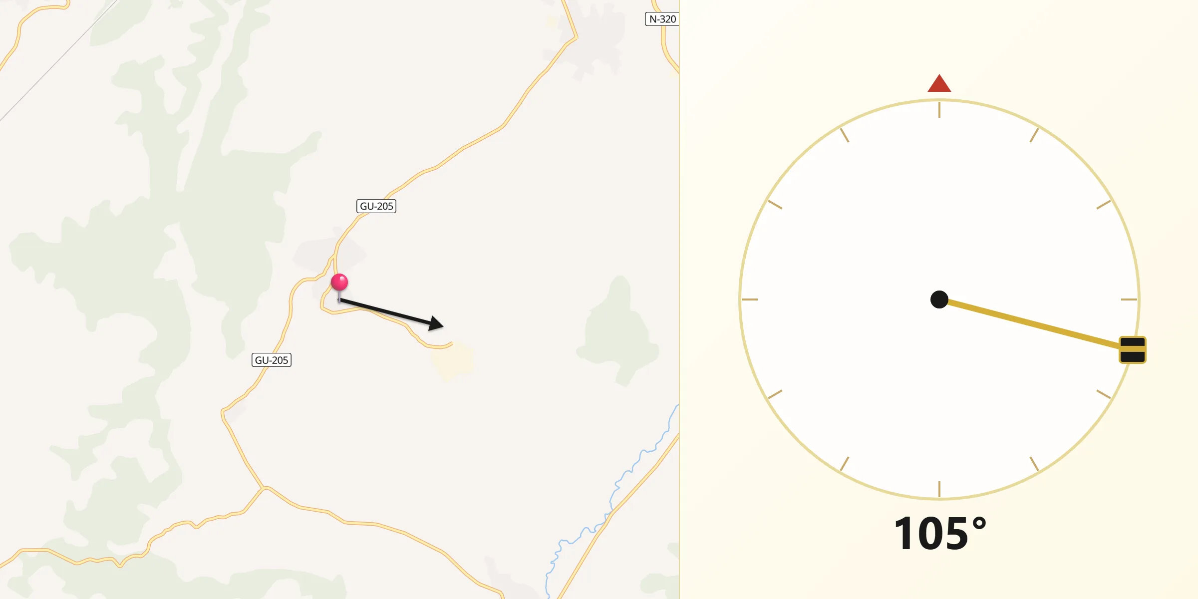 Dirección de la Qibla desde Yebes