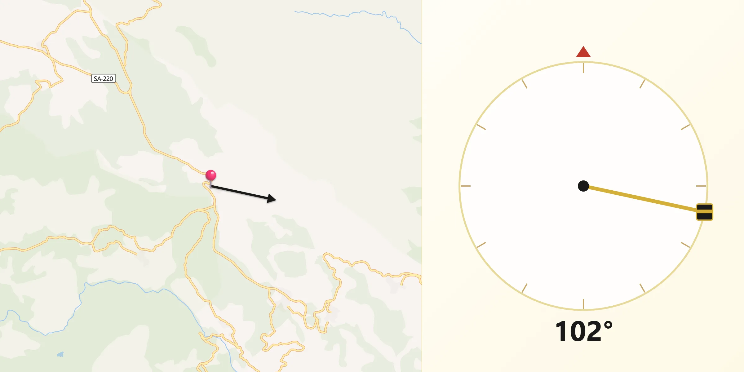 Dirección de la Qibla desde San Miguel del Robledo