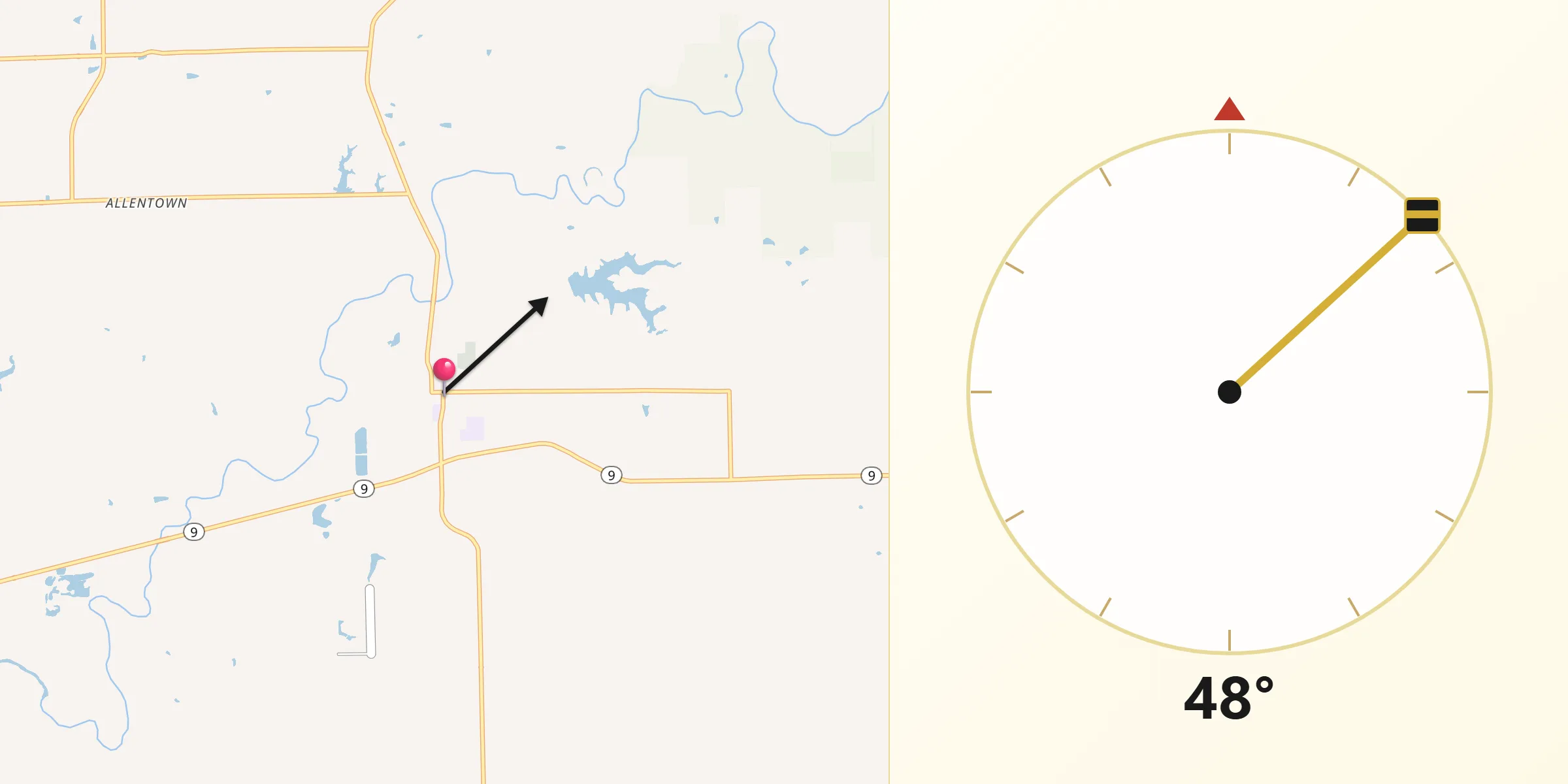 Qibla Direction from Mackinaw