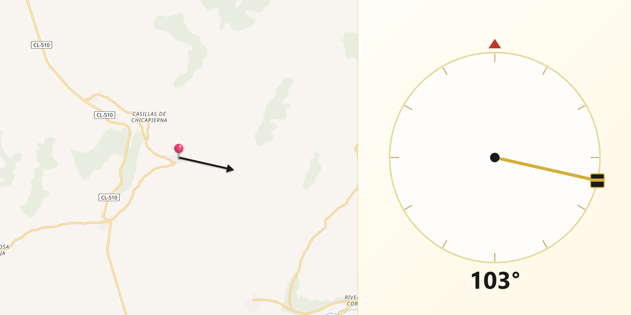 Dirección de la Qibla desde Becedillas