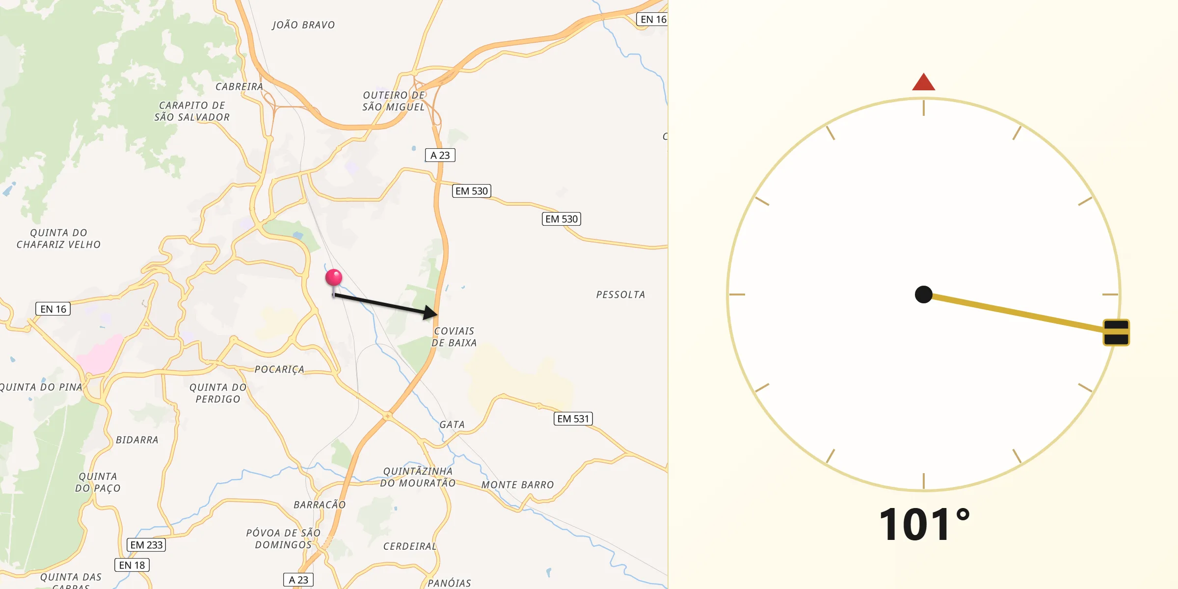 Direção da Qibla a partir de São Vicente