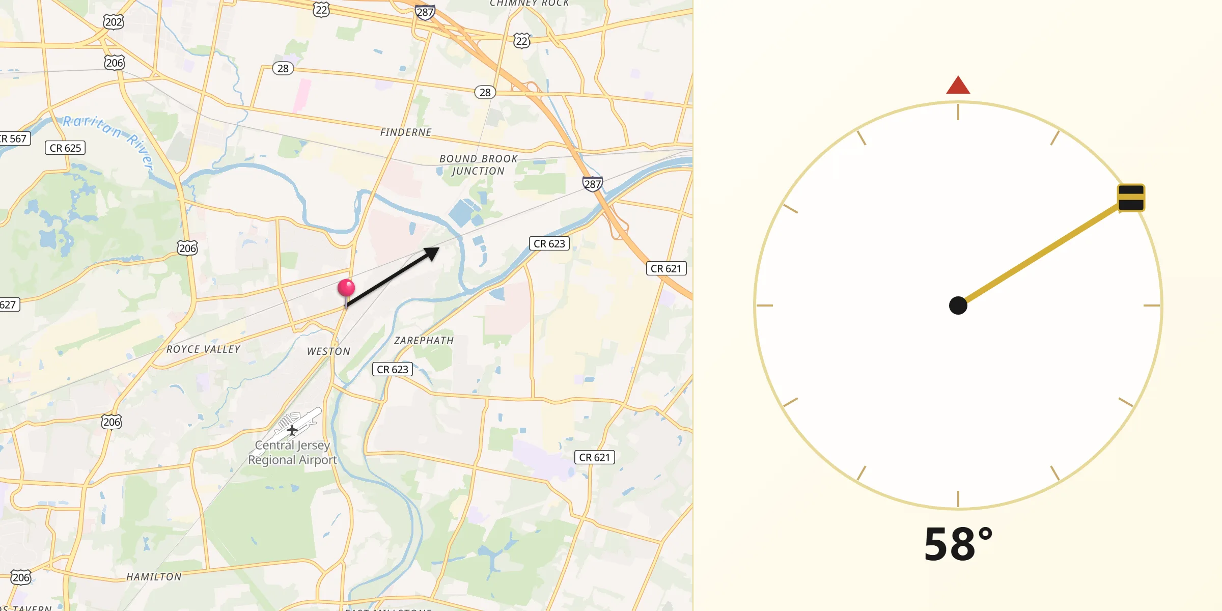 Qibla Direction from Manville