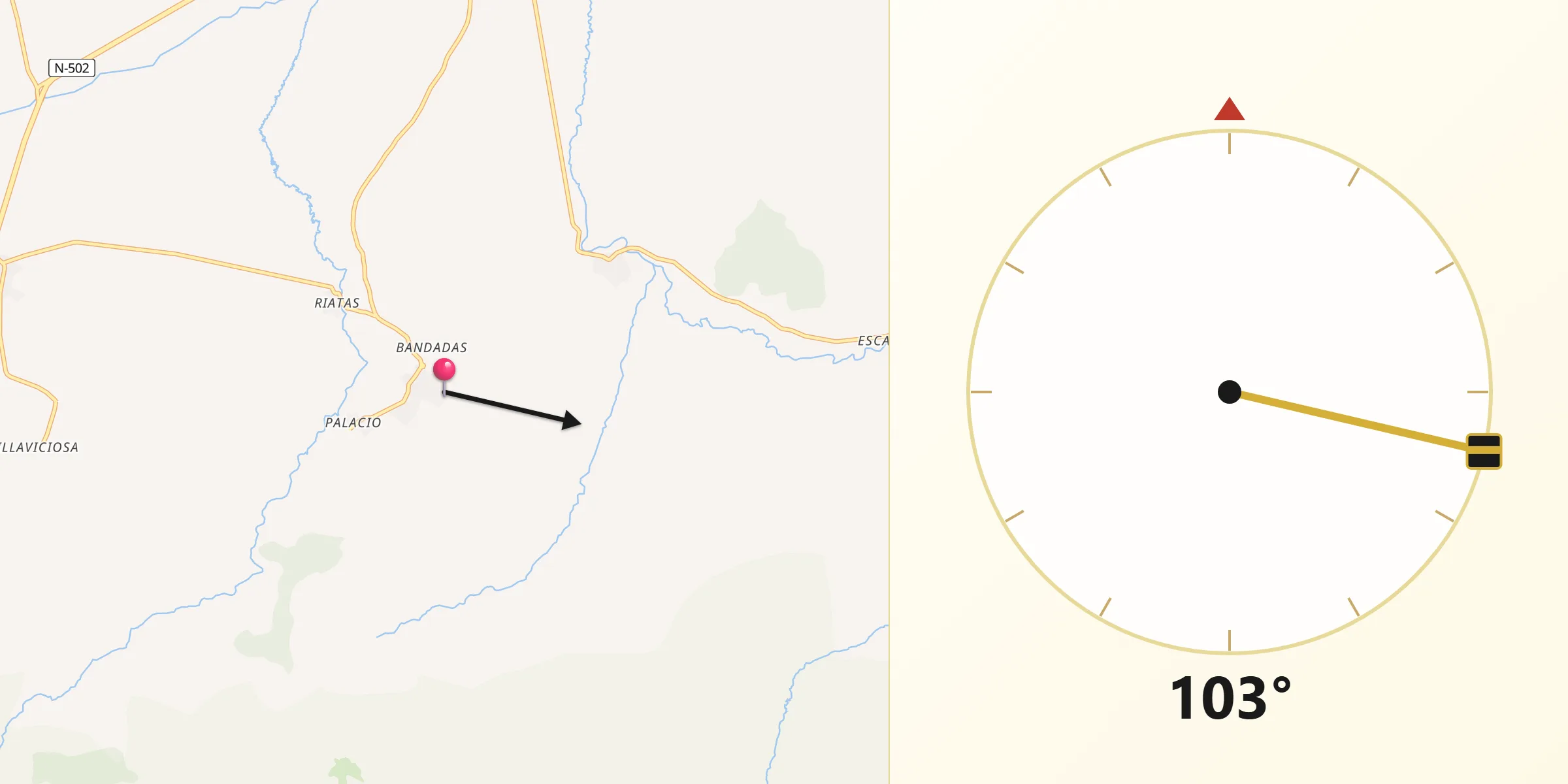 Dirección de la Qibla desde Sotalbo