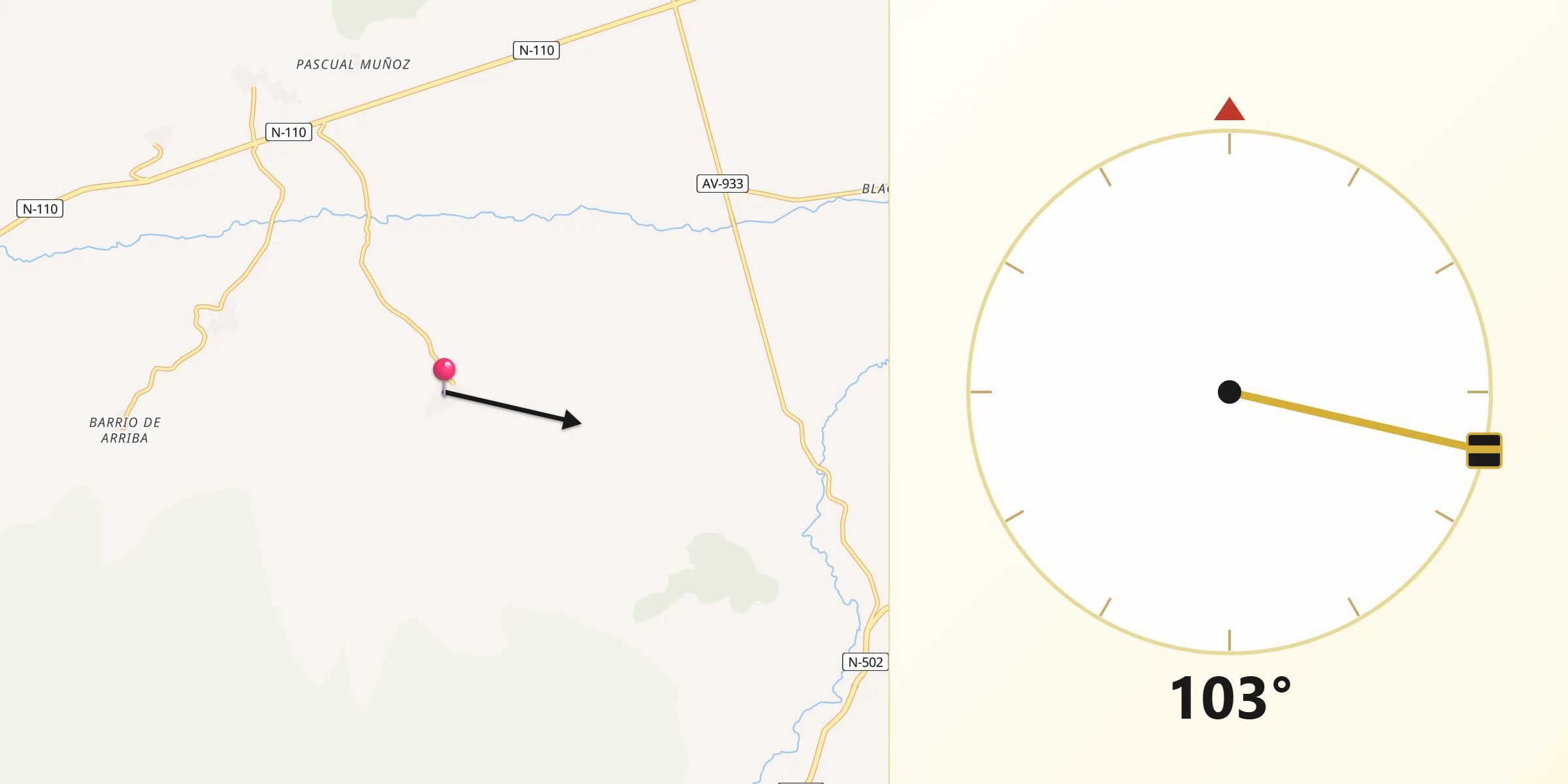 Dirección de la Qibla desde Muñotello