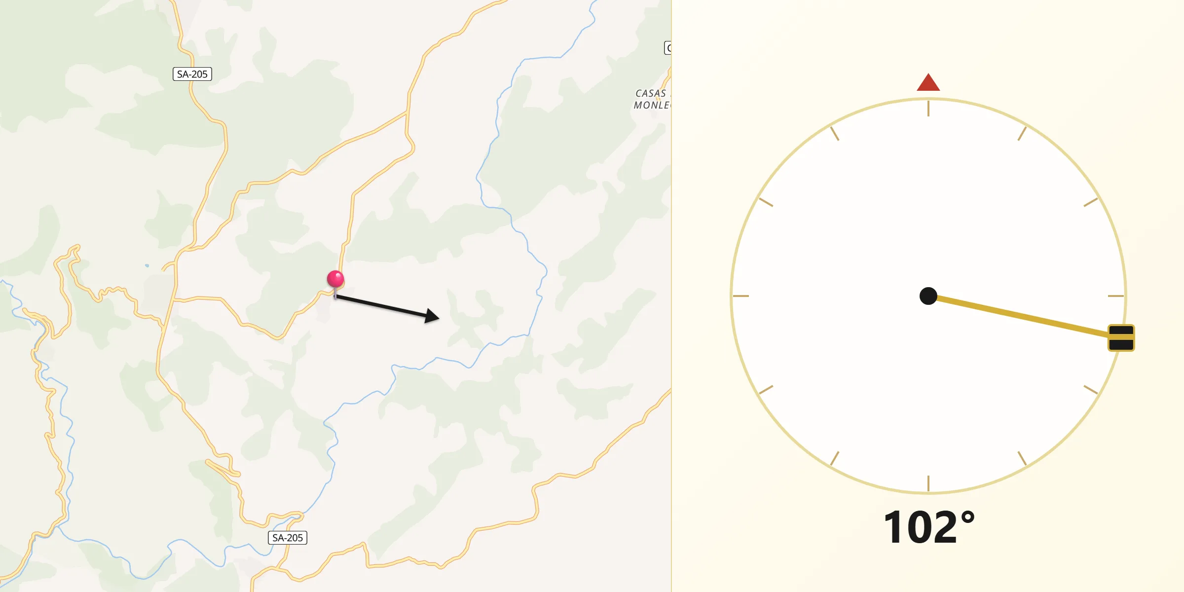 Dirección de la Qibla desde El Tornadizo