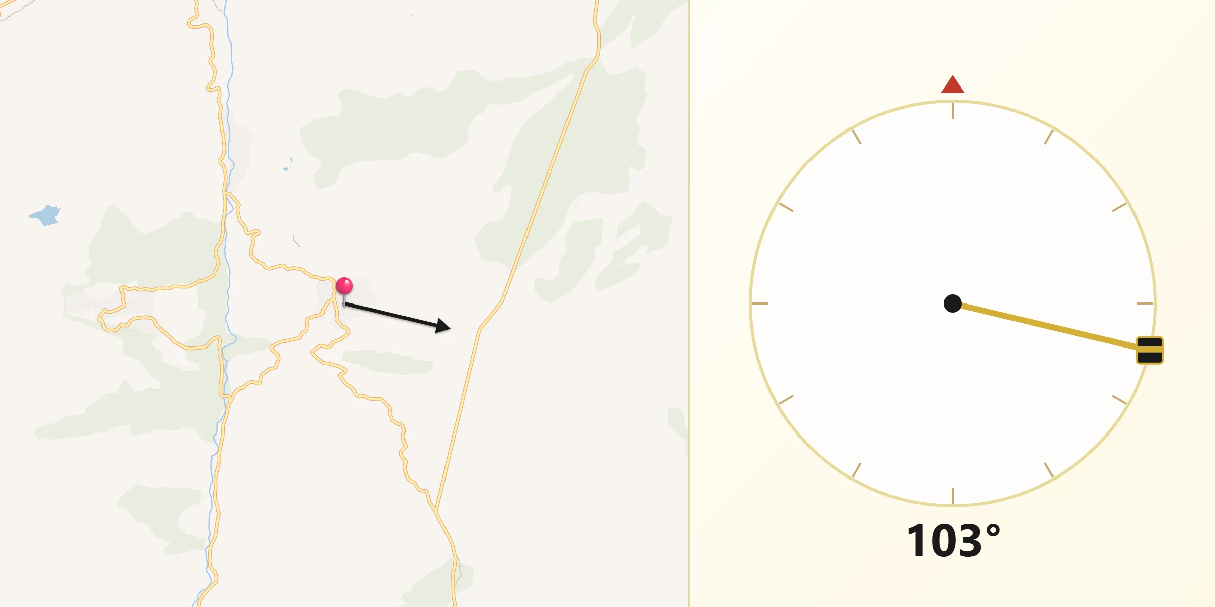 Dirección de la Qibla desde San Bartolomé de Pinares