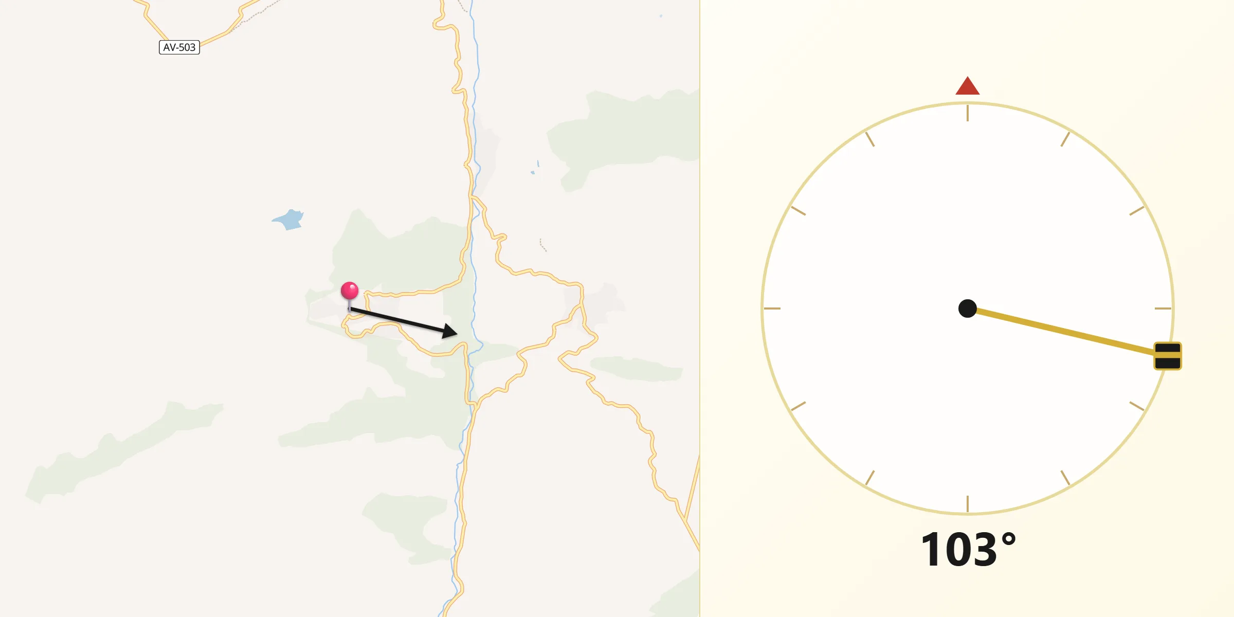 Dirección de la Qibla desde Santa Cruz de Pinares