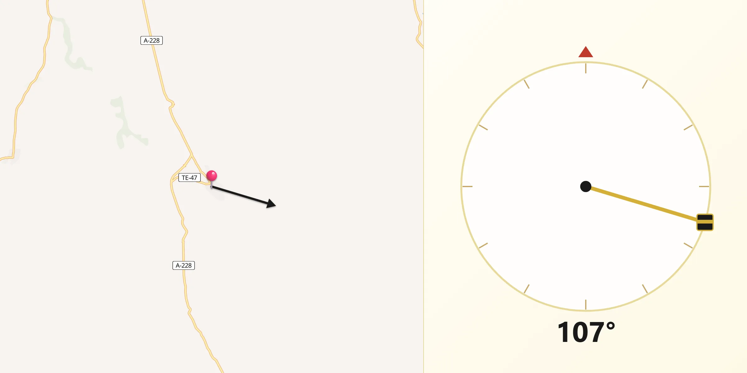 Dirección de la Qibla desde Jorcas