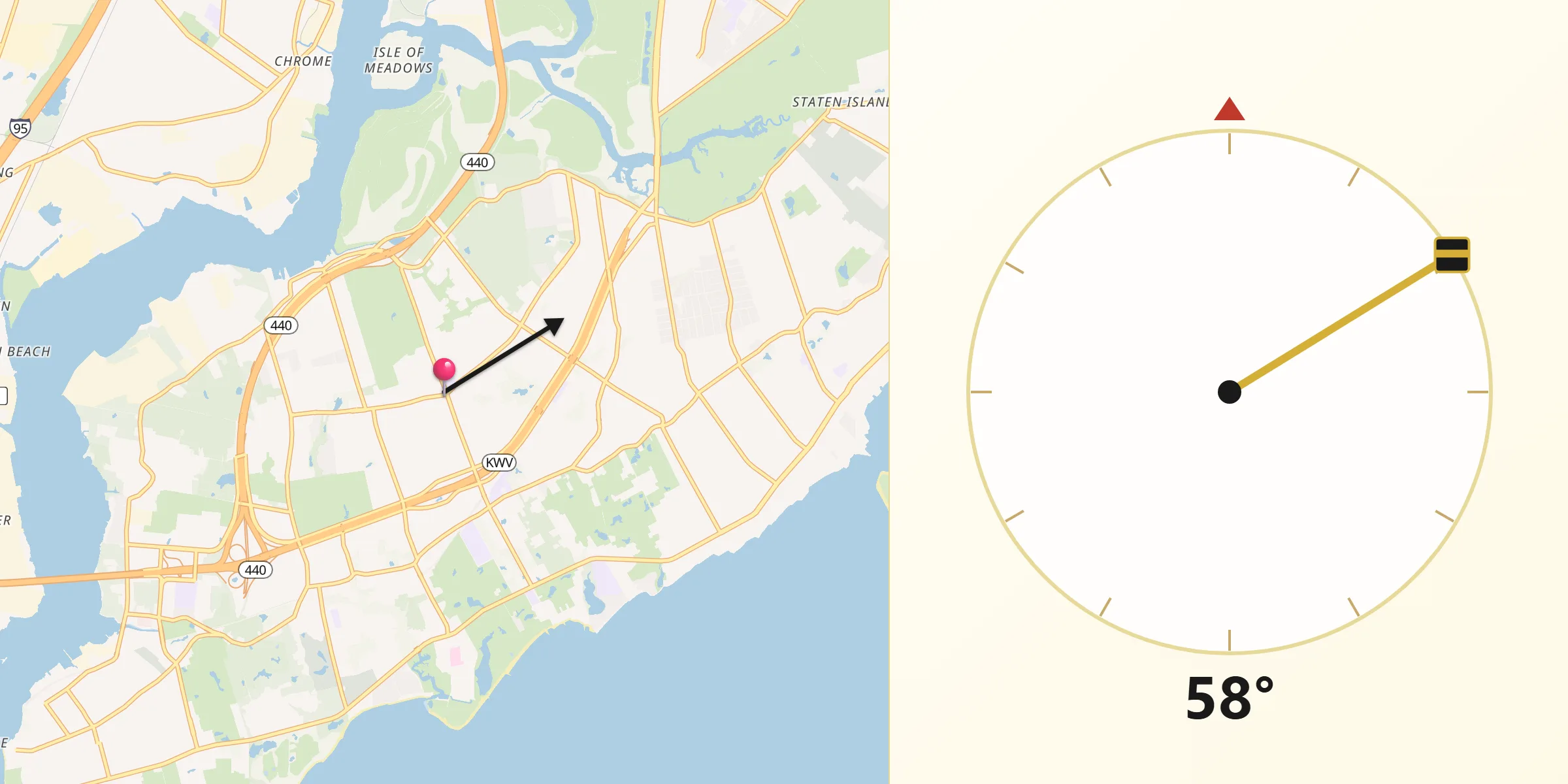 Qibla Direction from Woodrow