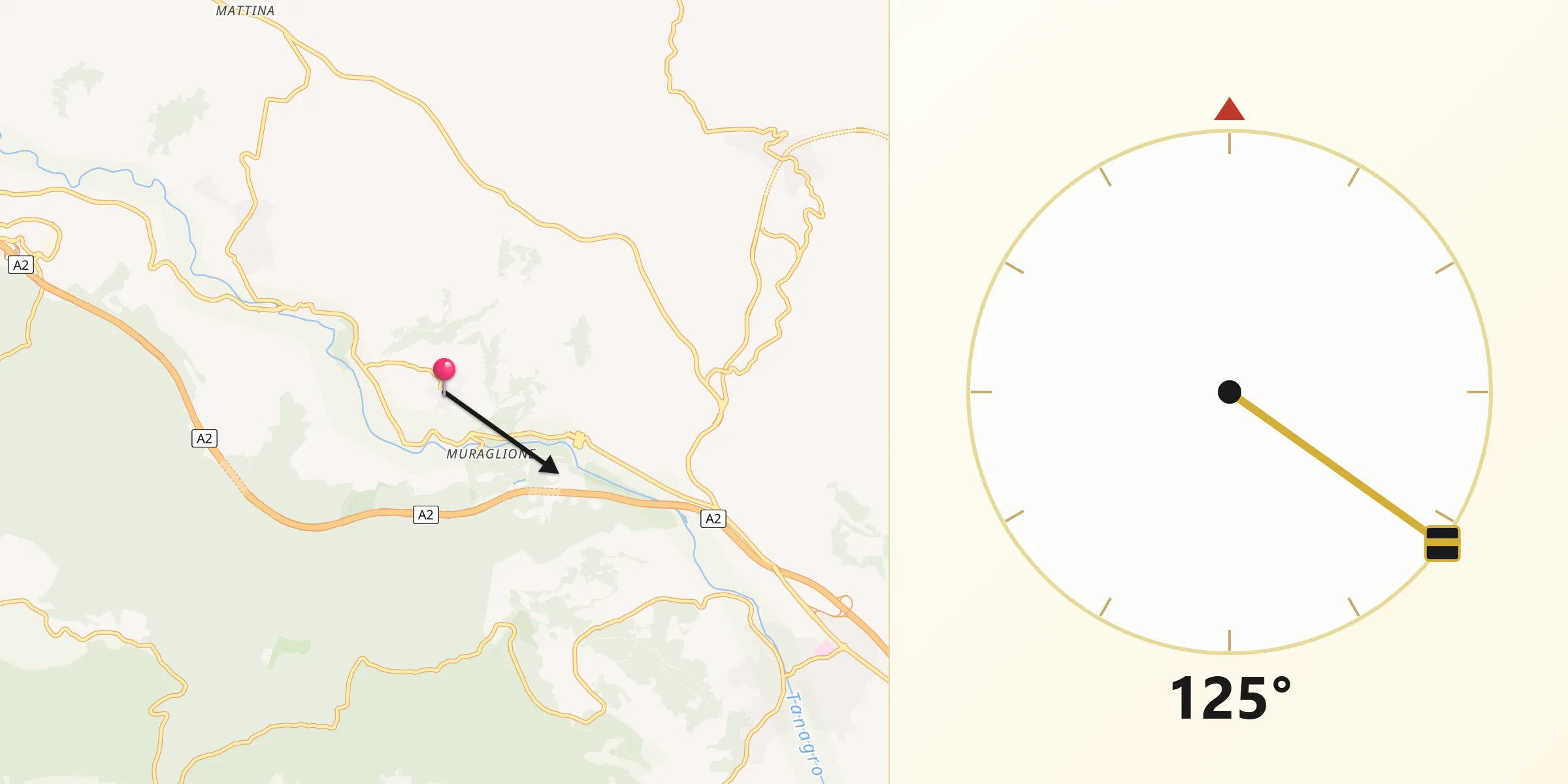 Direzione della Qibla da Pertosa