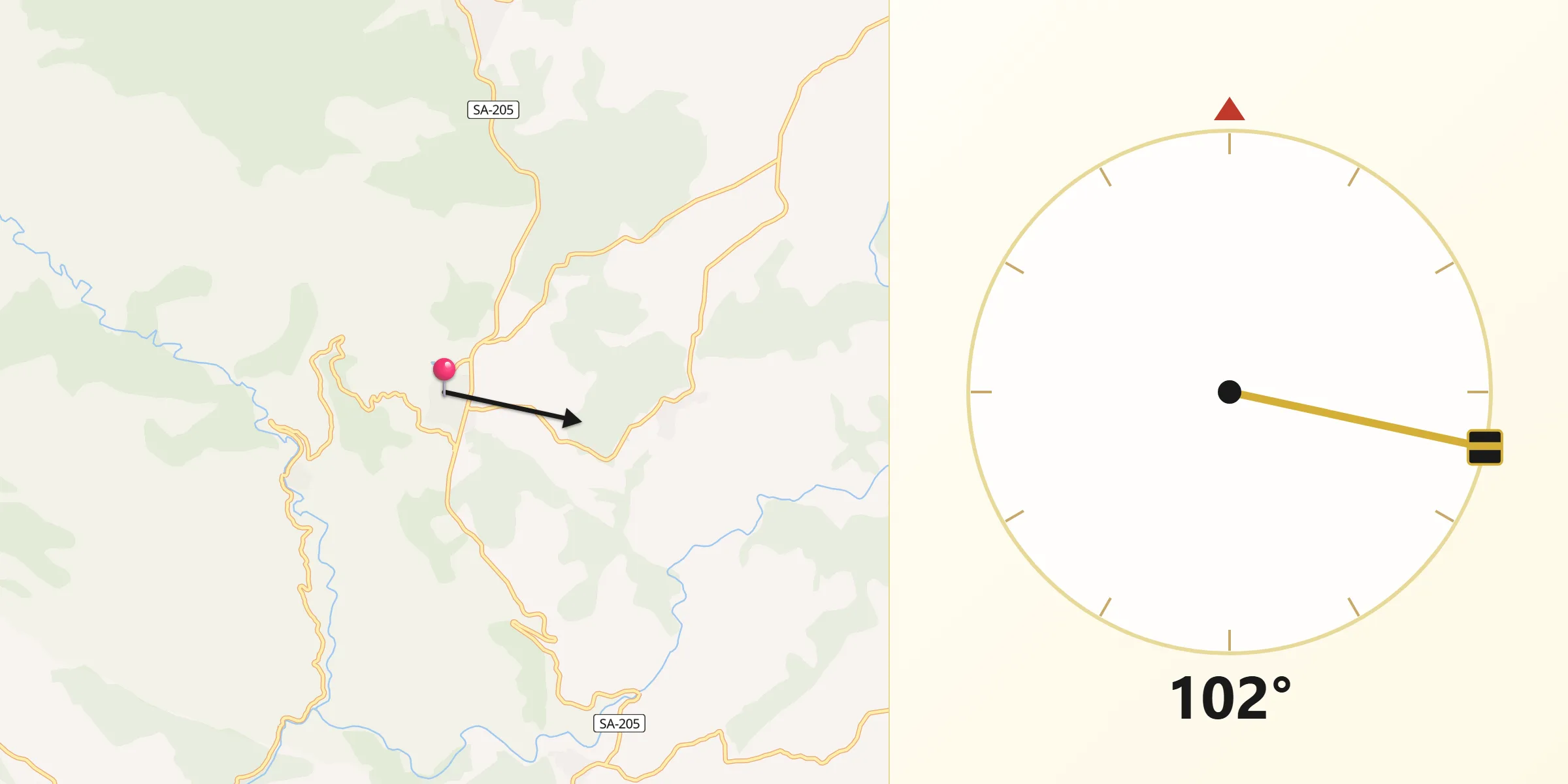 Dirección de la Qibla desde San Miguel de Valero