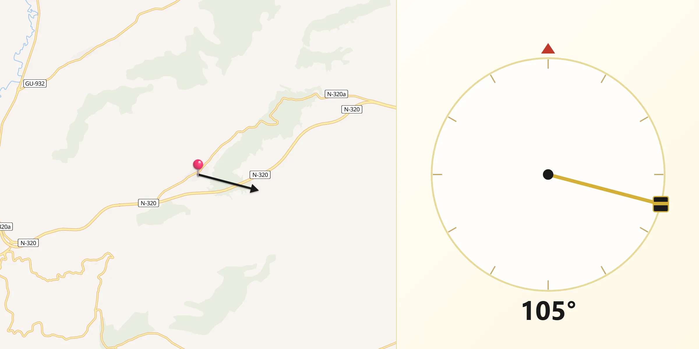 Dirección de la Qibla desde Tendilla