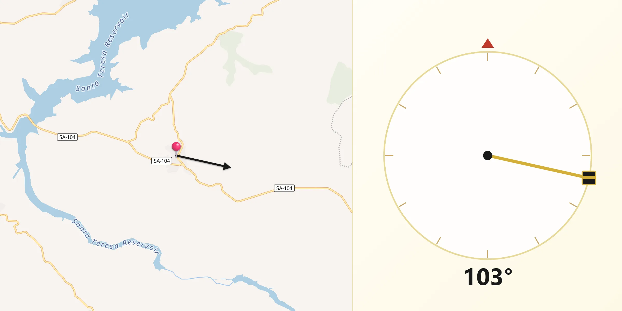 Dirección de la Qibla desde Cespedosa de Tormes
