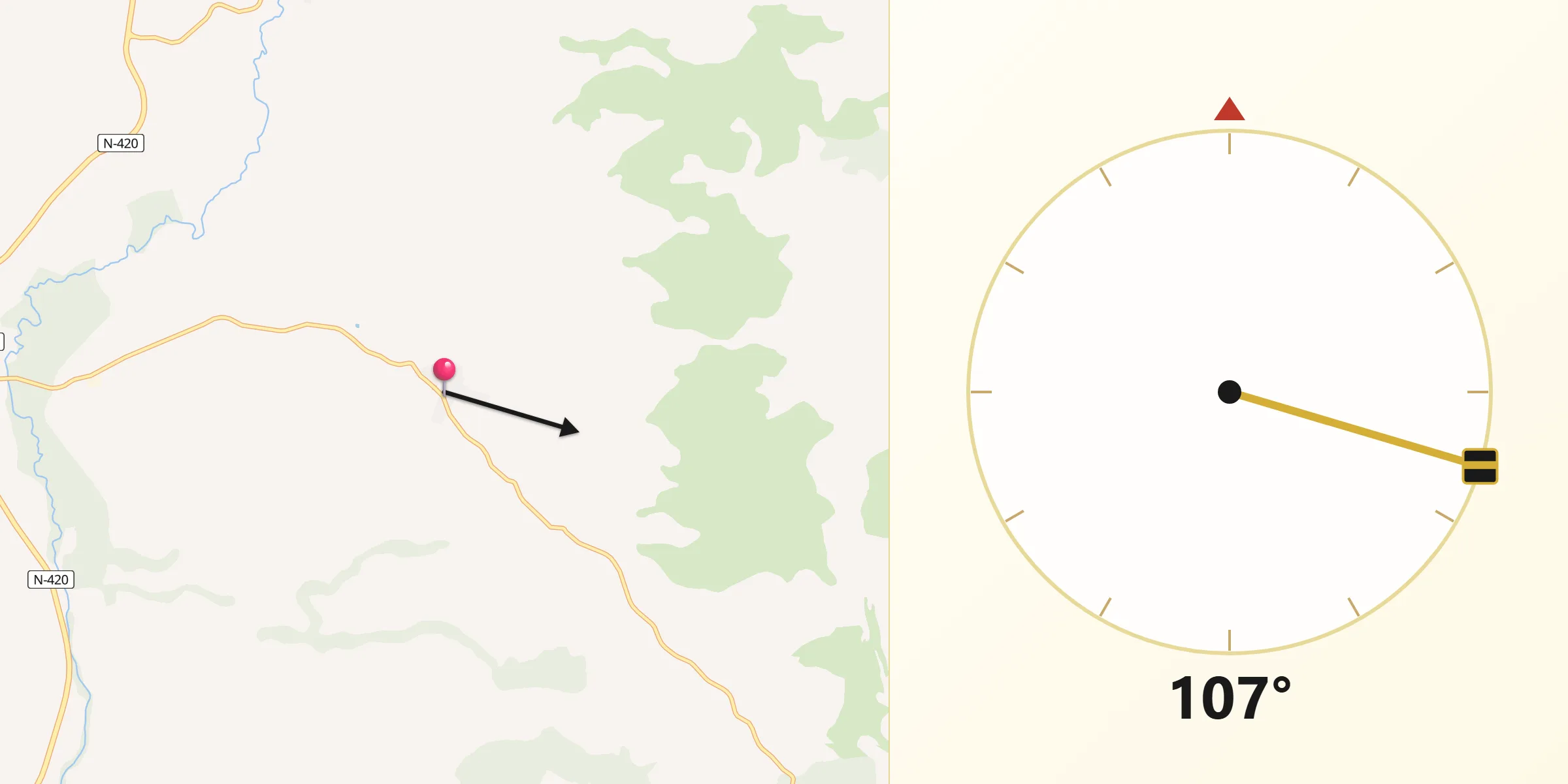 Dirección de la Qibla desde Escorihuela