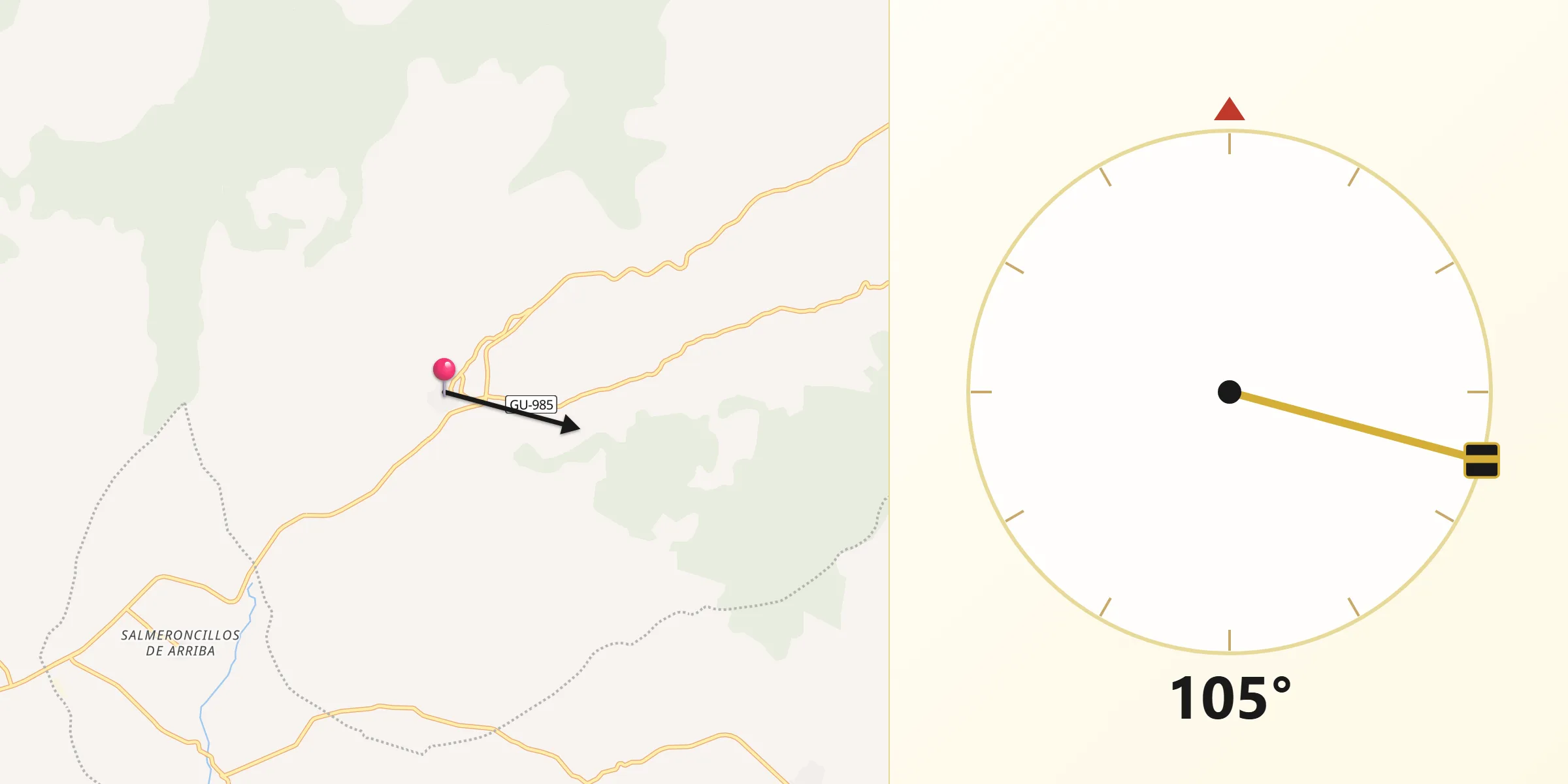 Dirección de la Qibla desde Salmerón