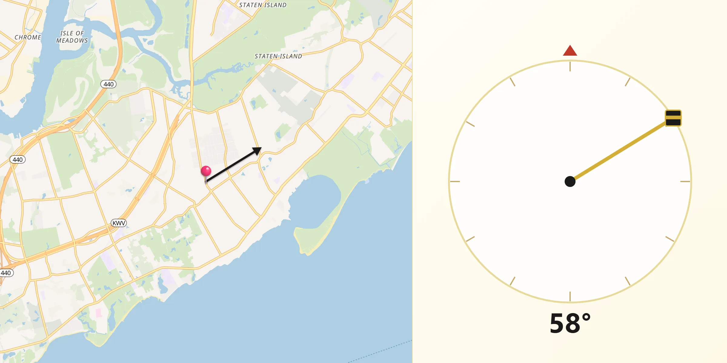 Qibla Direction from Eltingville