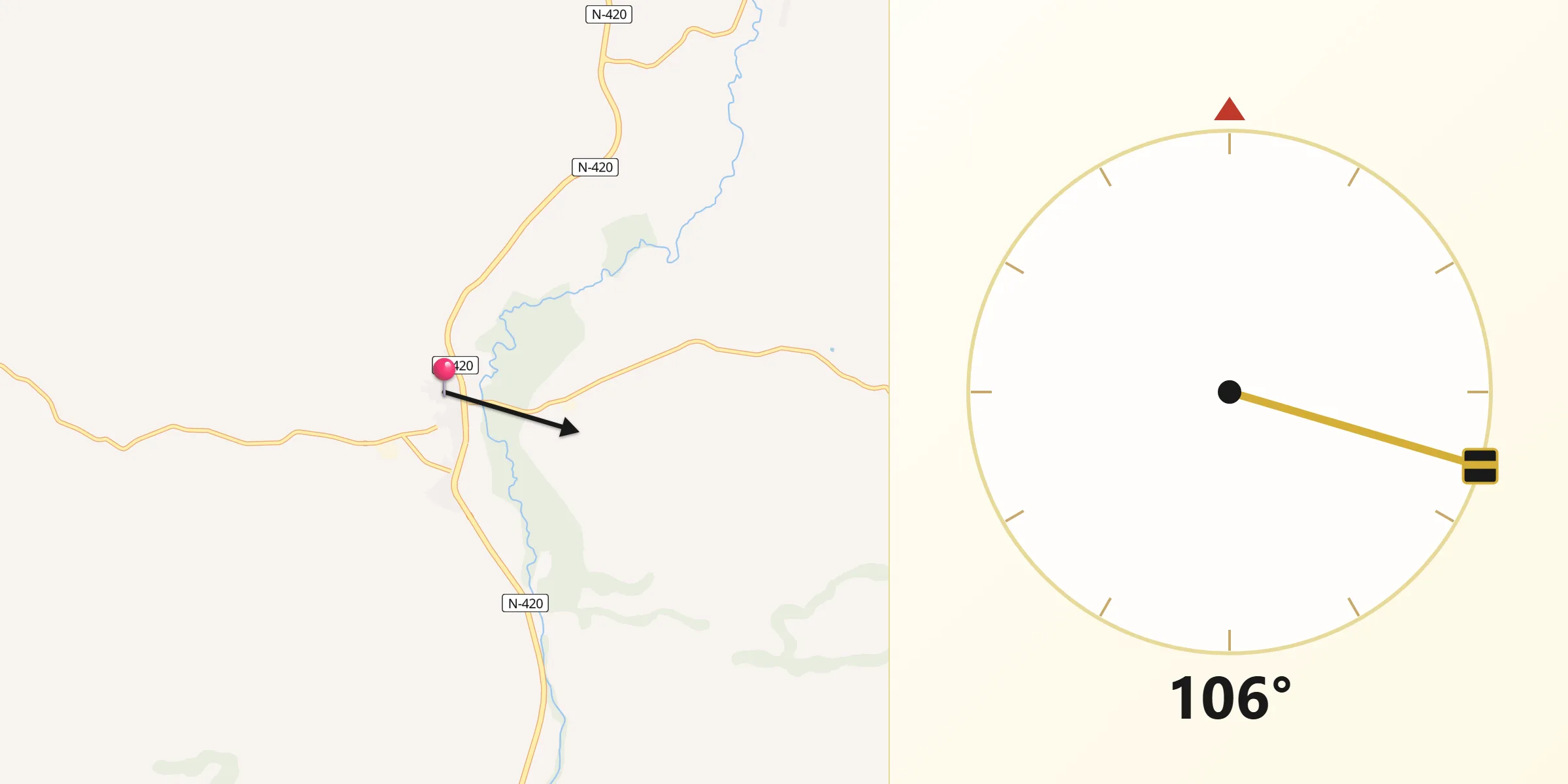 Dirección de la Qibla desde Alfambra