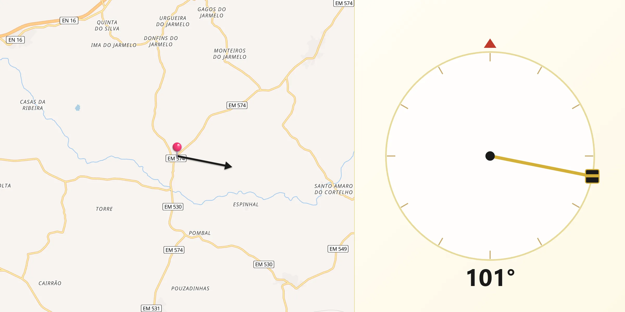 Direção da Qibla a partir de Pousada