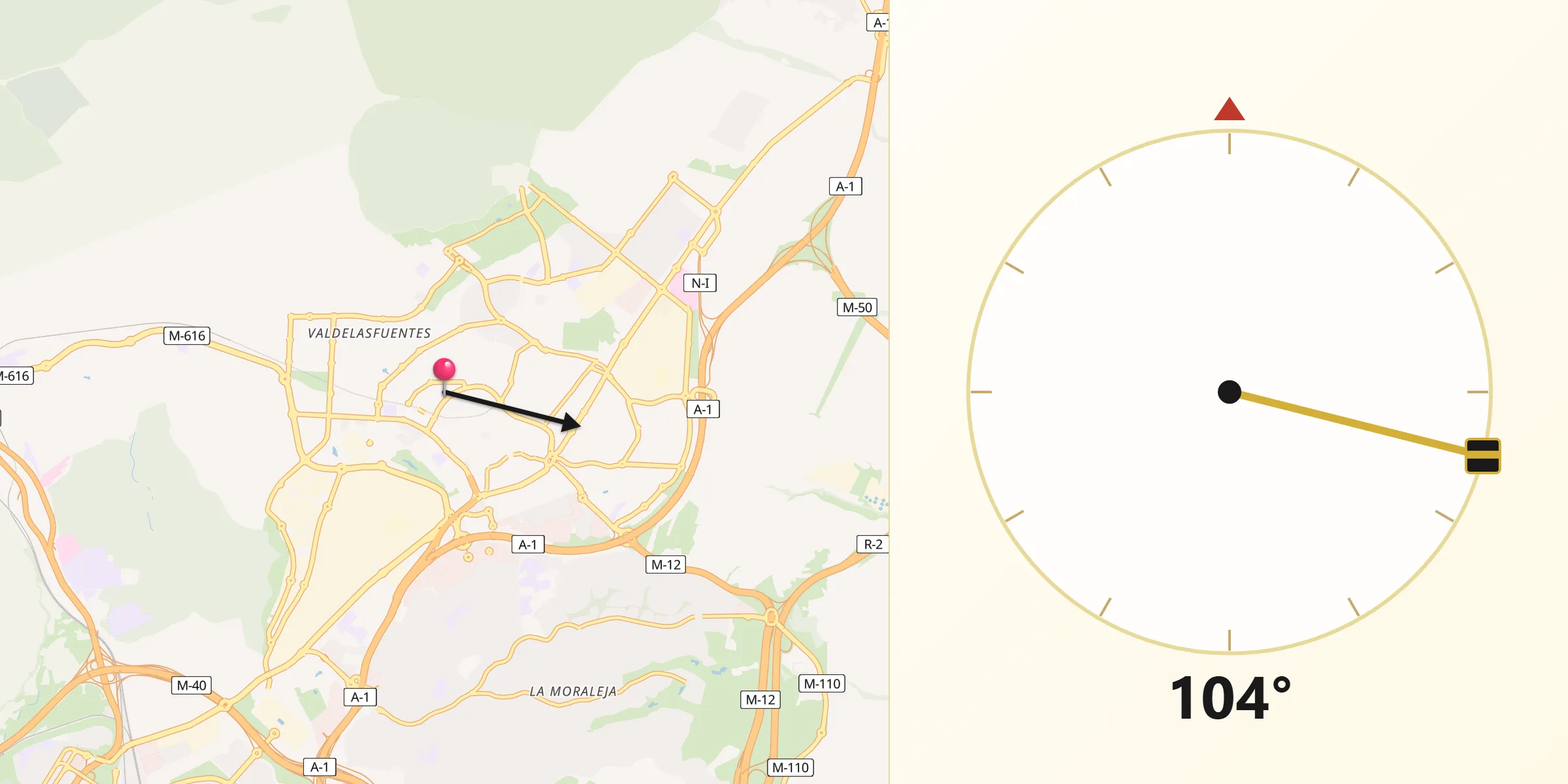 Direção da Qibla a partir de Alcobendas