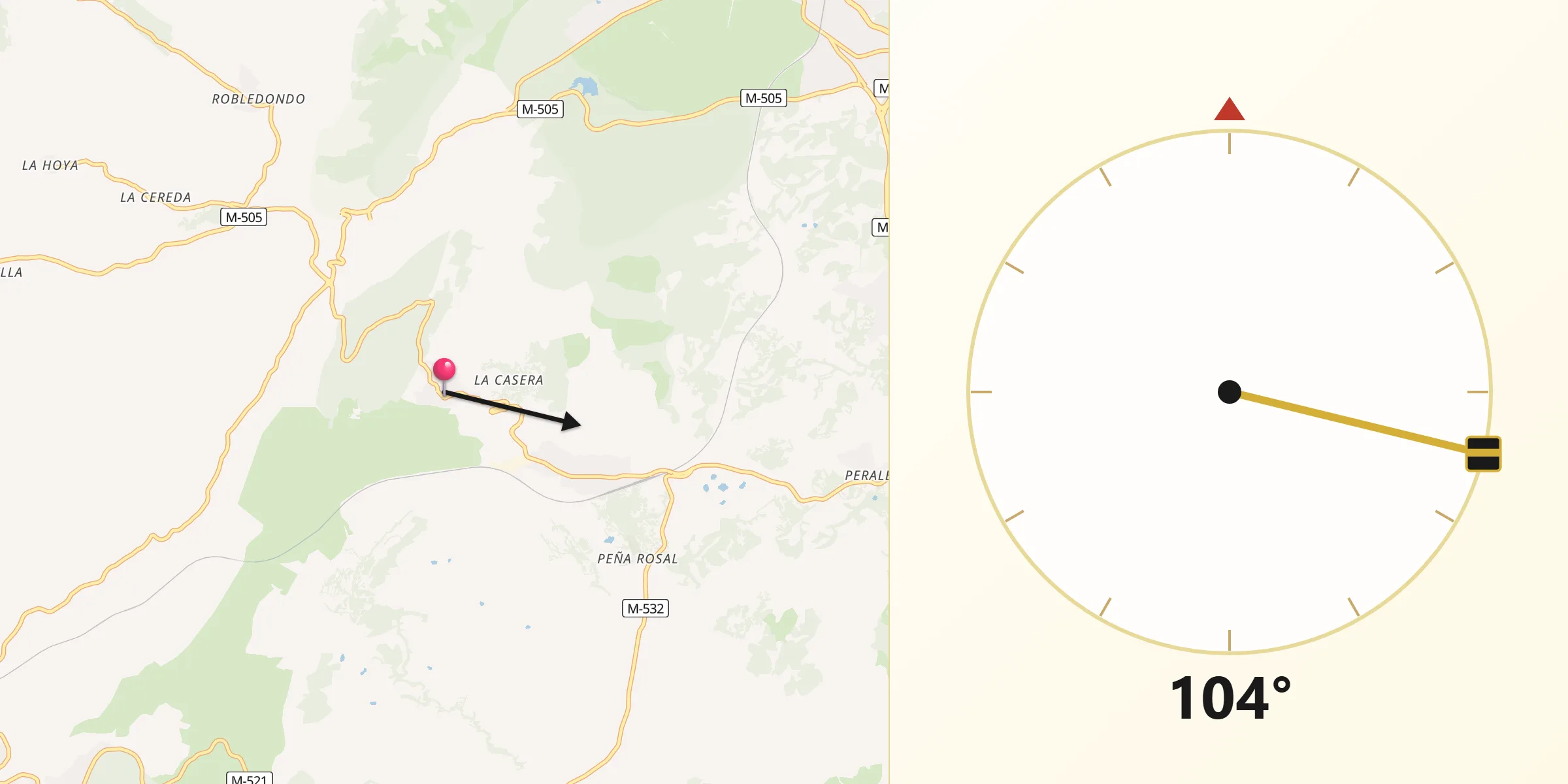 Dirección de la Qibla desde Zarzalejo
