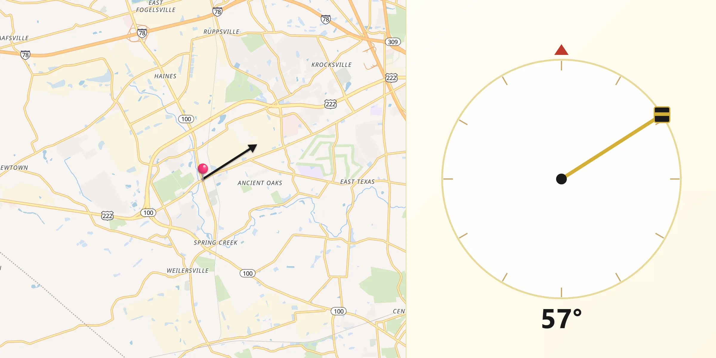 Qibla Direction from Trexlertown