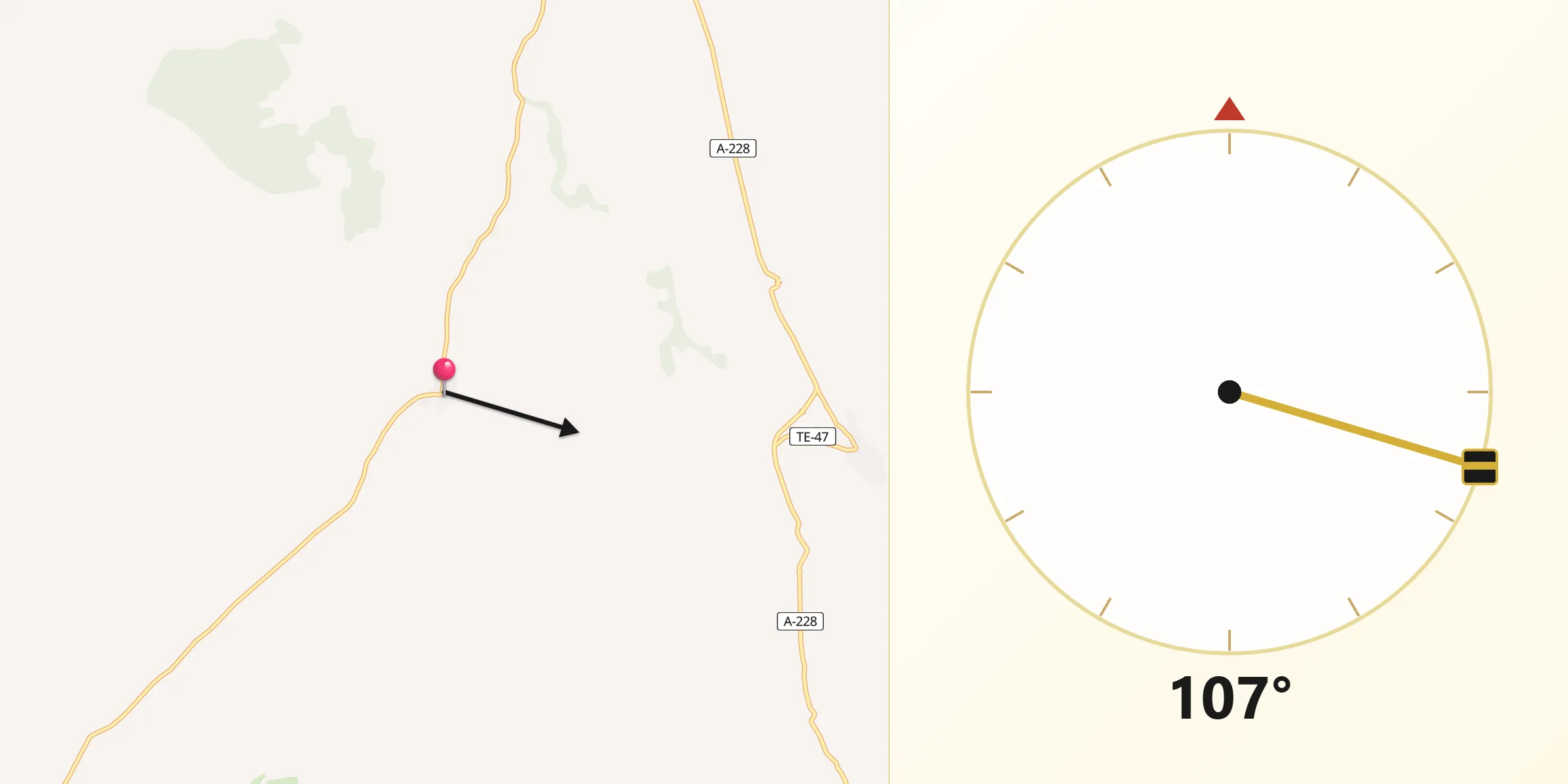 Dirección de la Qibla desde Ababuj