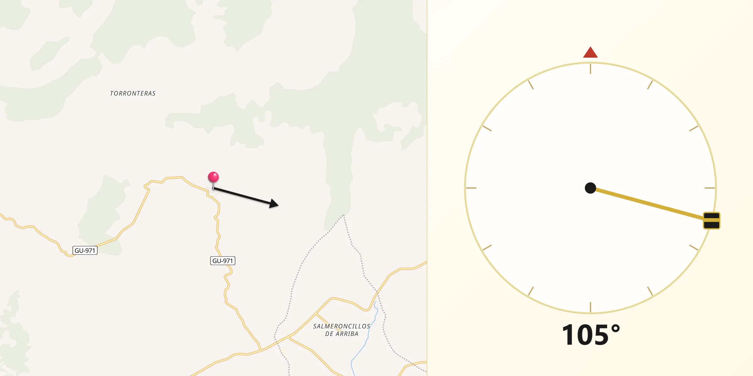 Dirección de la Qibla desde Escamilla
