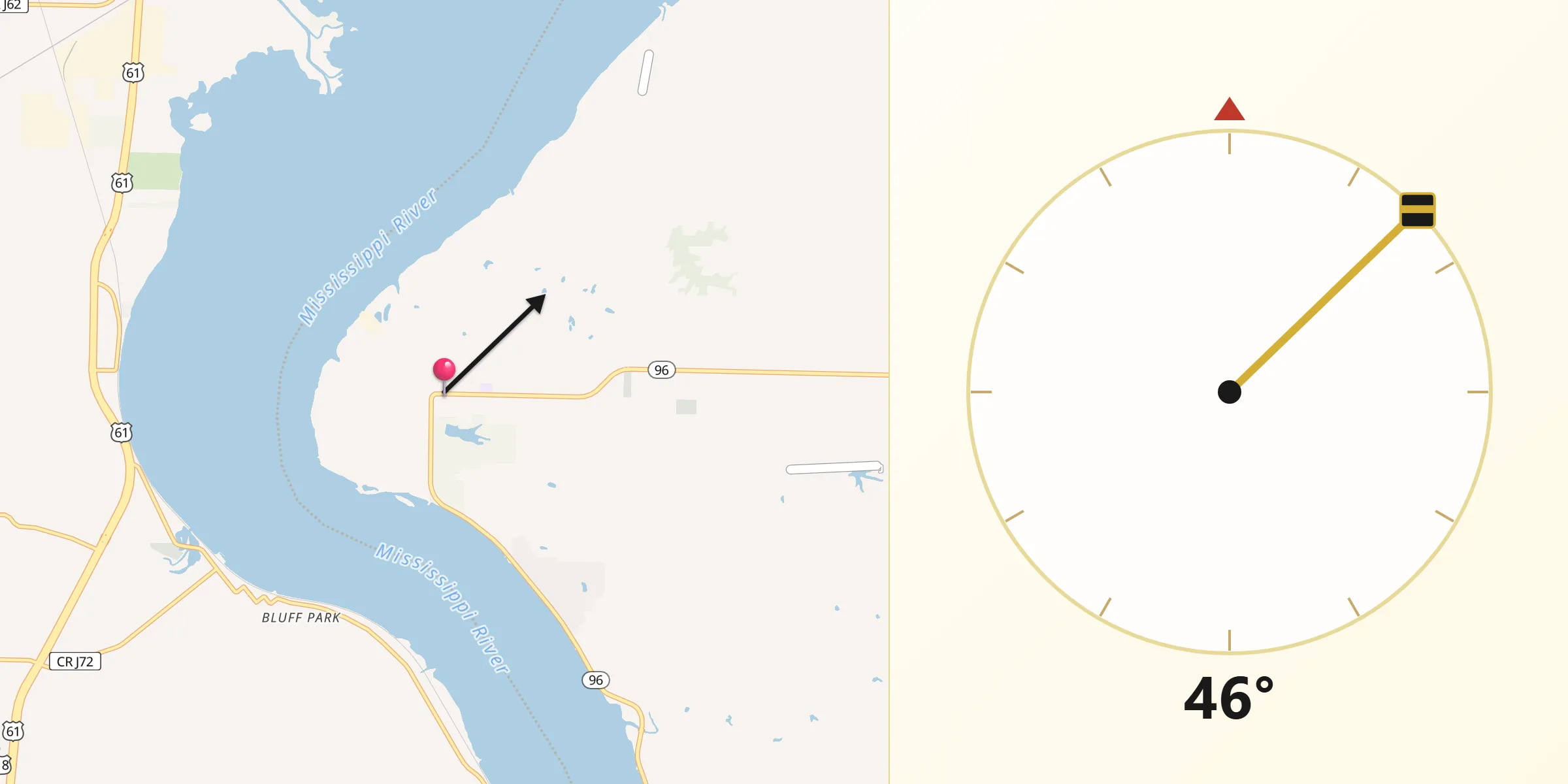 Qibla Direction from Nauvoo