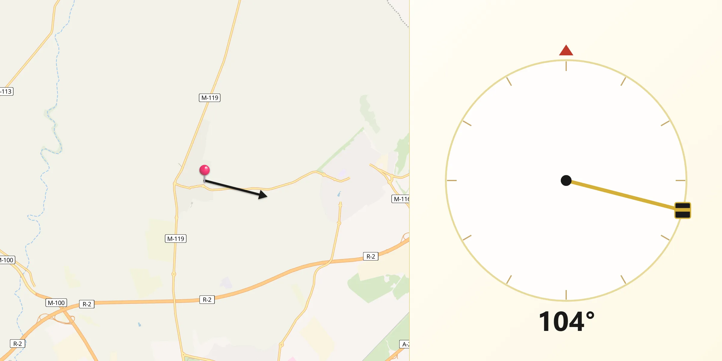 Dirección de la Qibla desde Camarma de Esteruelas