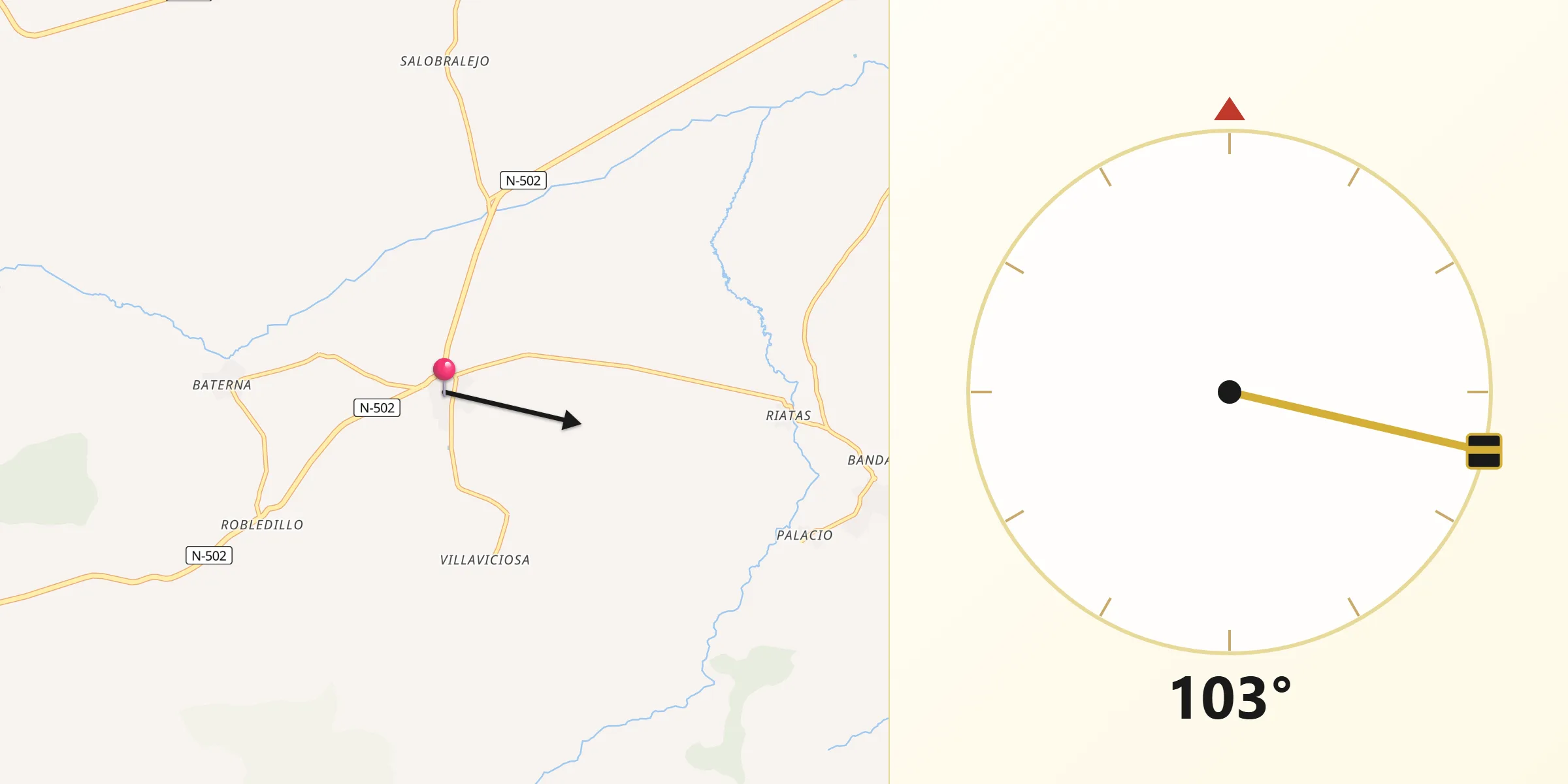 Dirección de la Qibla desde Solosancho