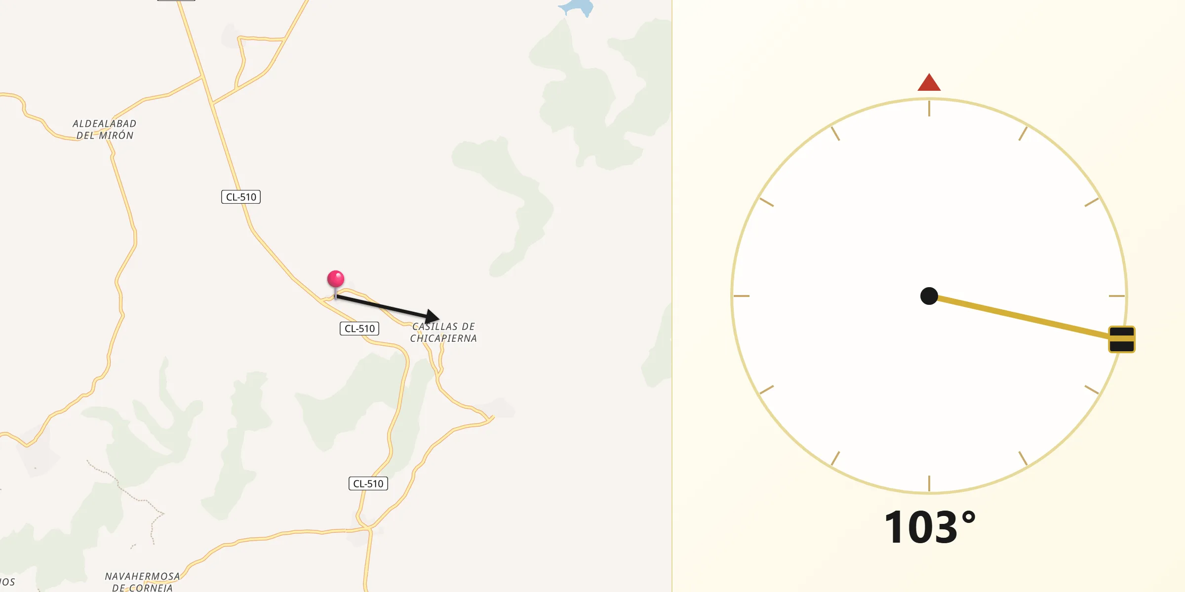 Dirección de la Qibla desde Collado del Mirón
