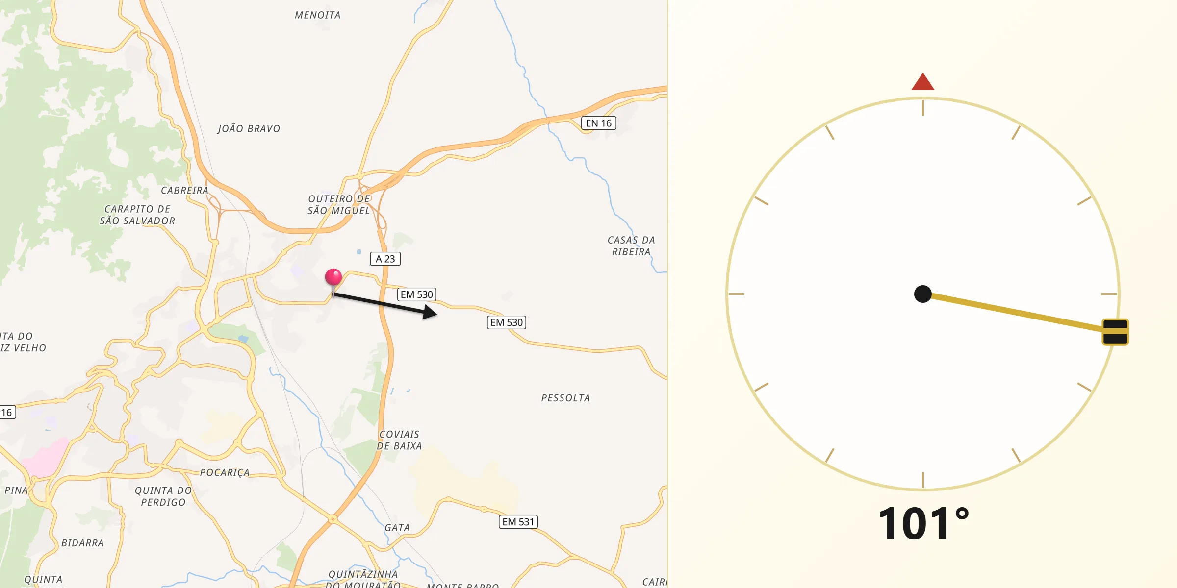 Direção da Qibla a partir de Sequeira