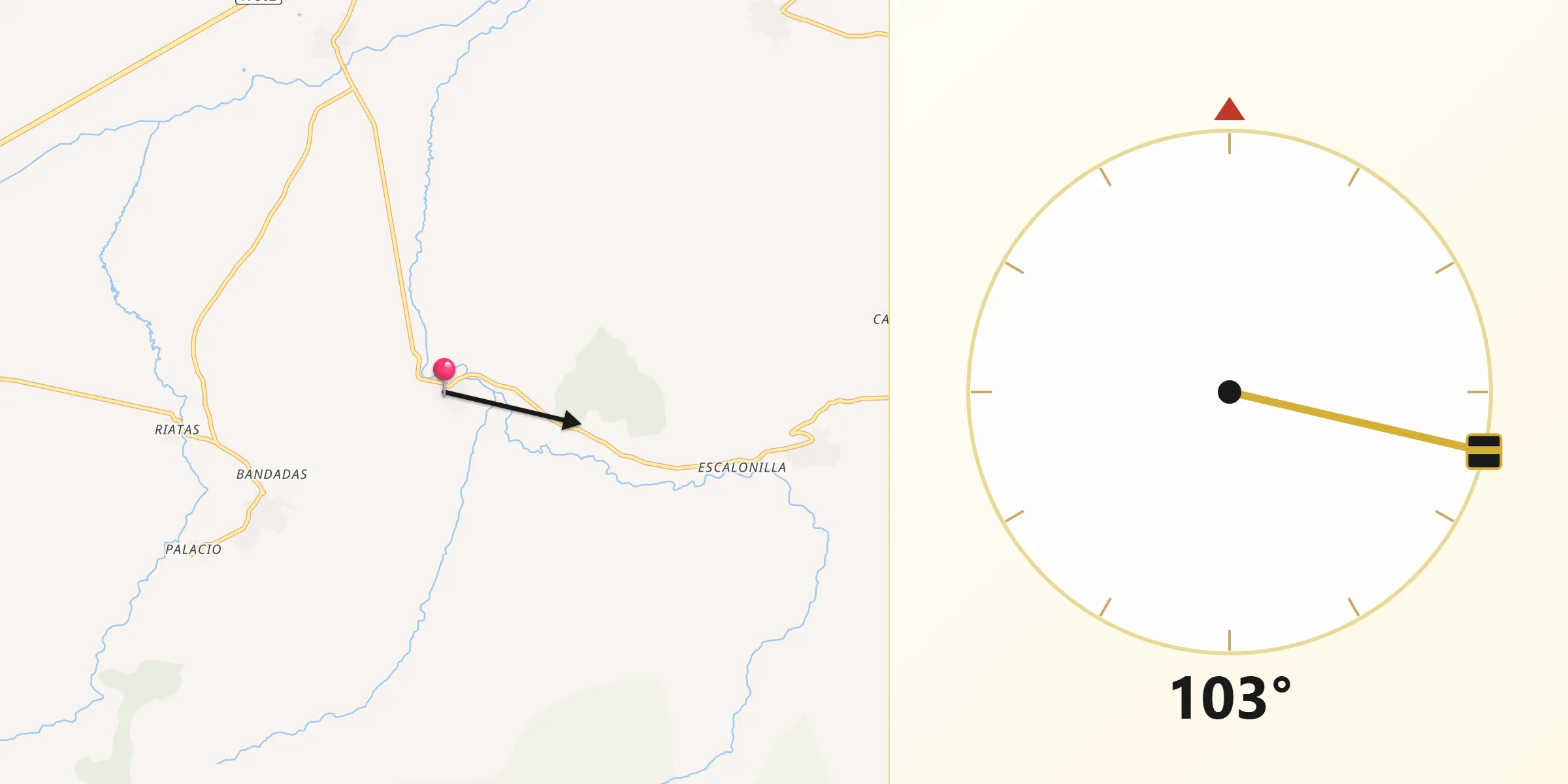Dirección de la Qibla desde Mironcillo