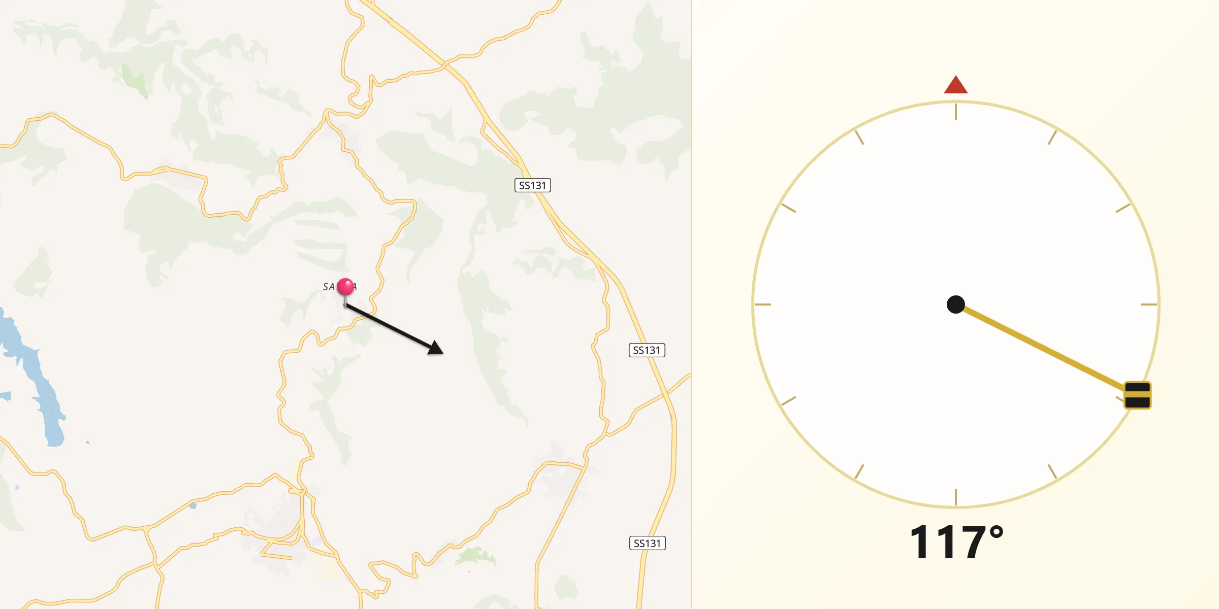 Direzione della Qibla da Bessude