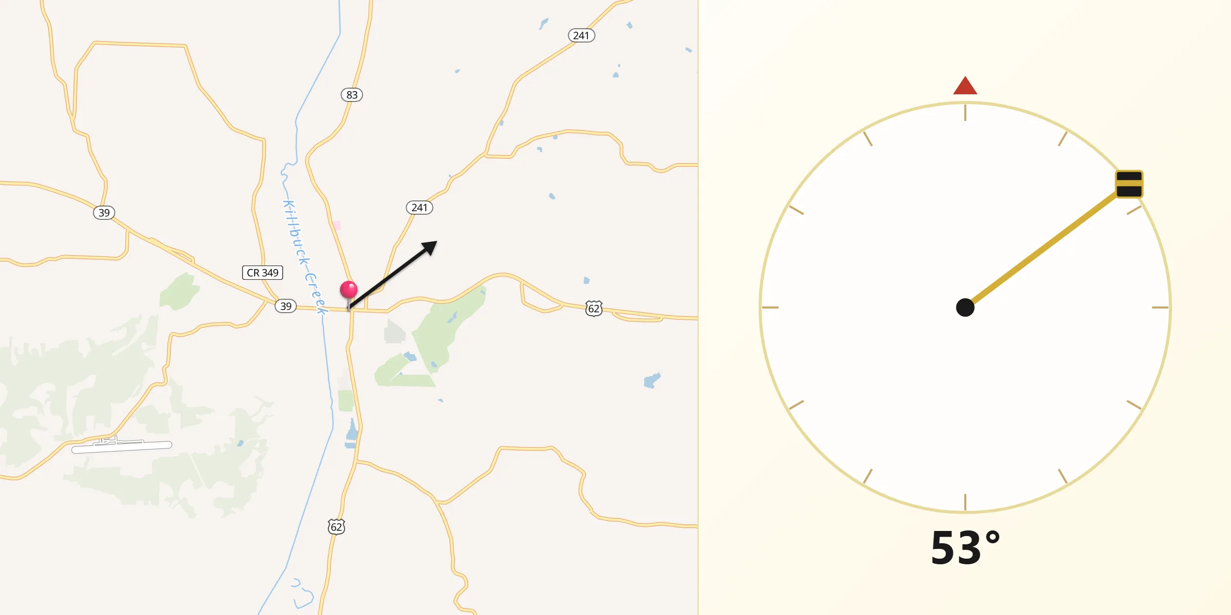 Qibla Direction from Millersburg