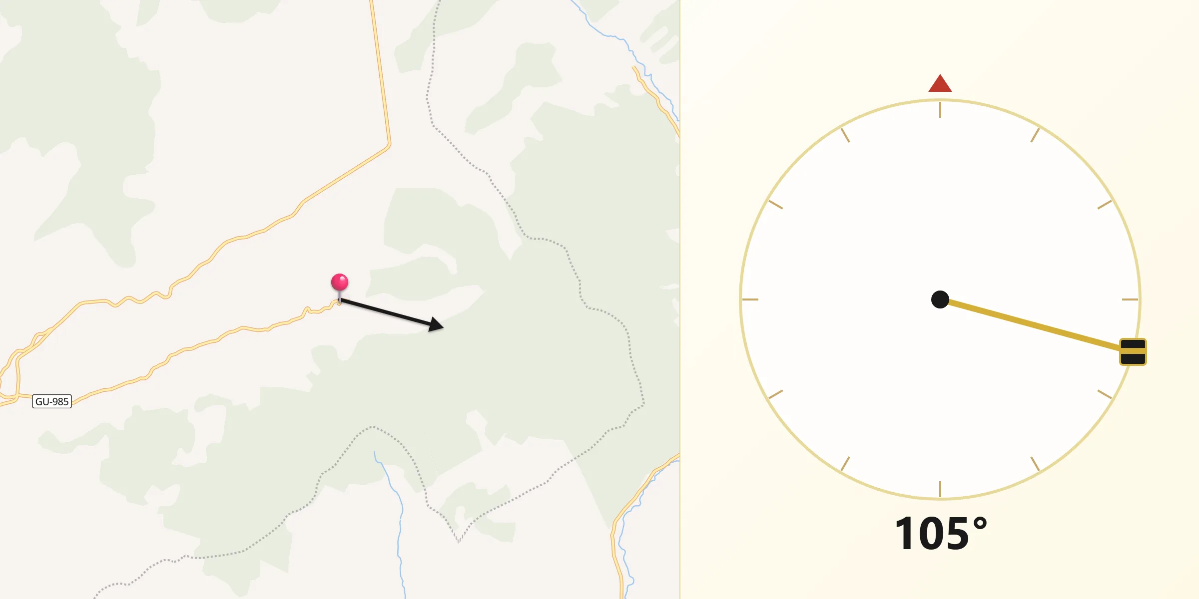 Dirección de la Qibla desde Castilforte