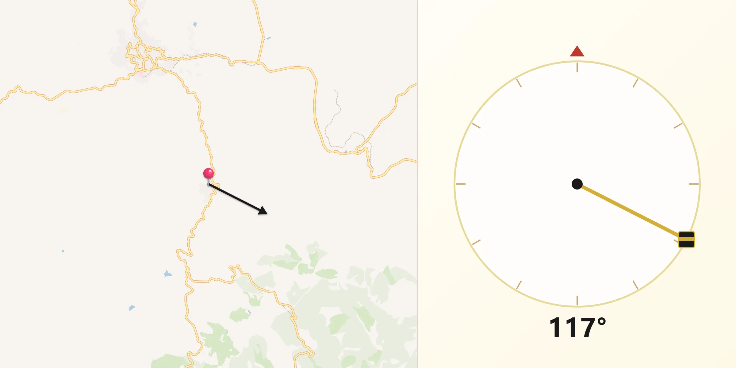 Direzione della Qibla da Nughedu San Nicolò