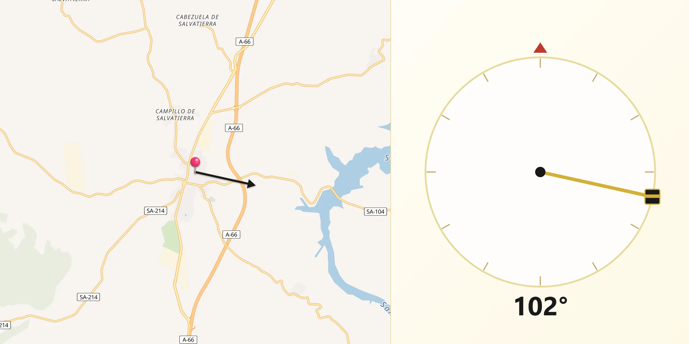 Dirección de la Qibla desde Guijuelo