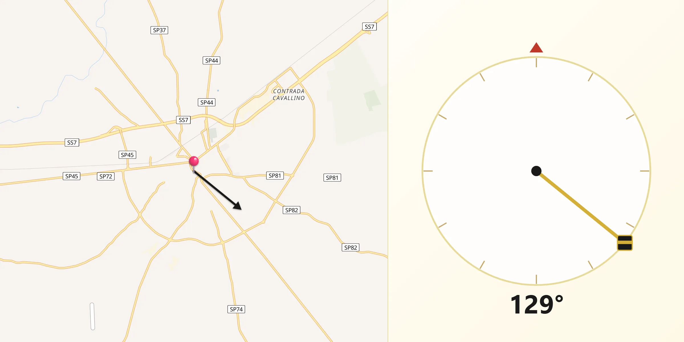 Direzione della Qibla da Mesagne